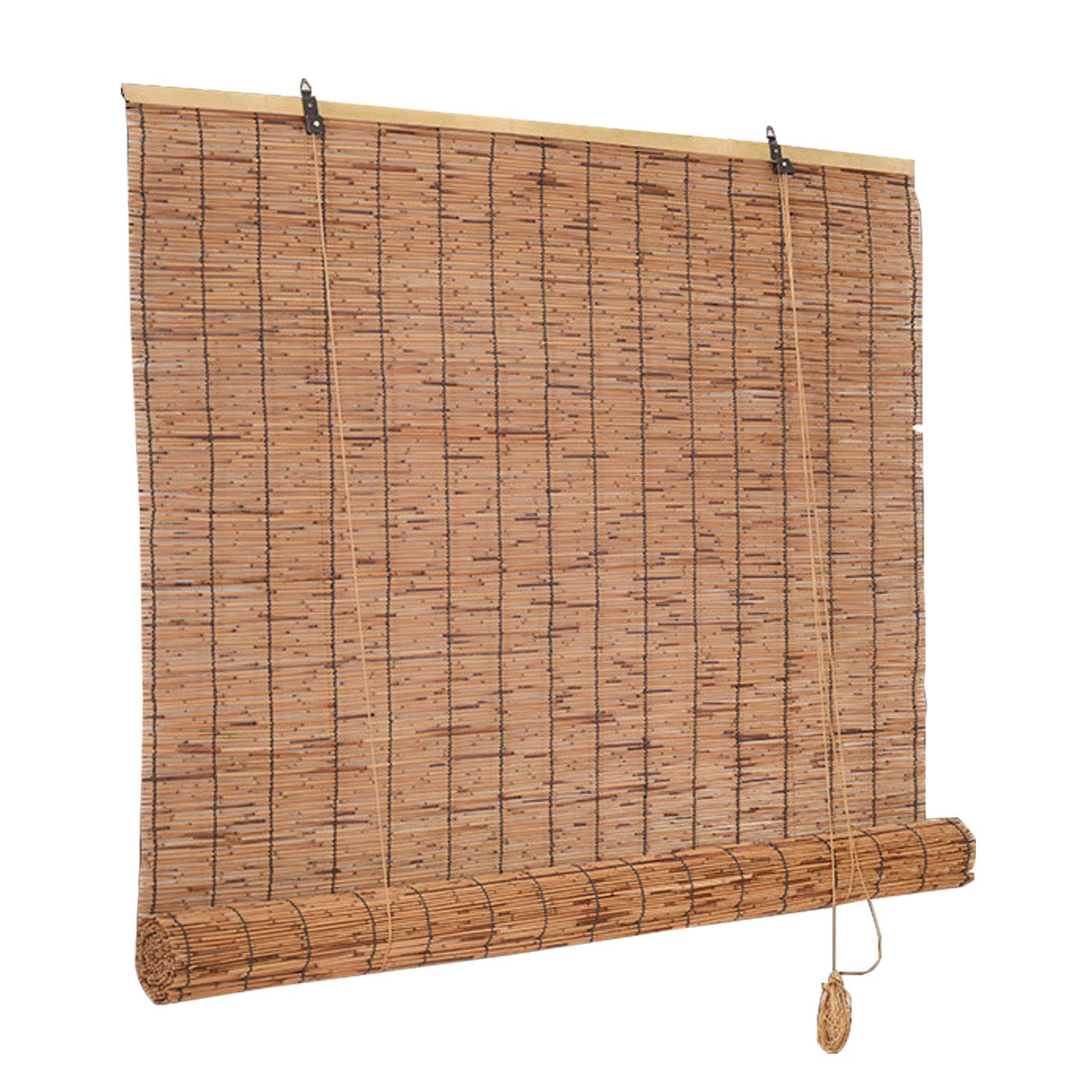 Customizable Size ZXLL Bamboo Window Blinds - Natural, Breathable & Rainproof Roller Shades for Patio, Outdoor Sunshade & Privacy Screen - Easy to Install Bamboo Curtains for Home, Garden & Balcony