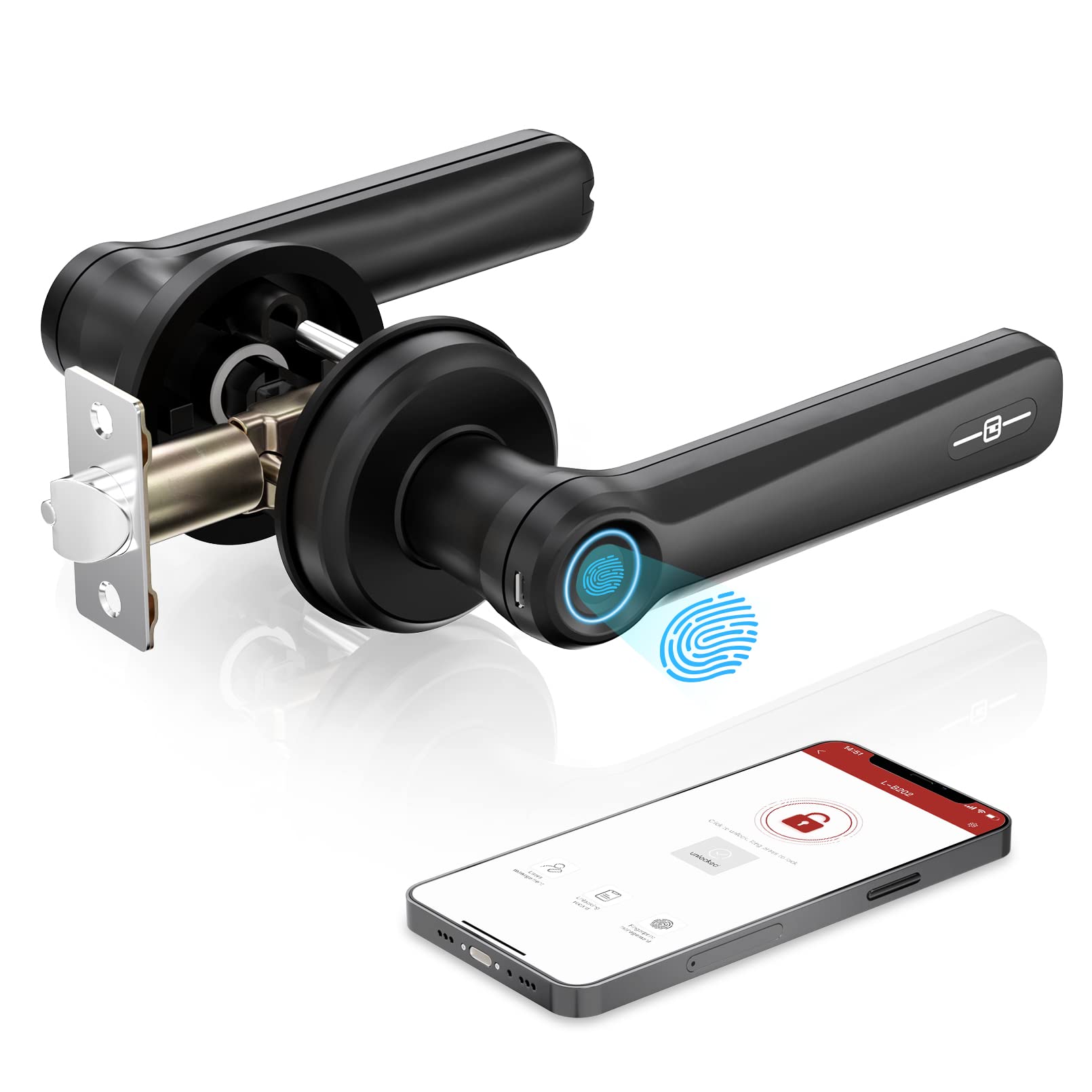 Smart Fingerprint Door Lock - 3-in-1 Keyless Entry with Biometric Scanner, Mechanical Key & APP Remote Control | Auto-Locking Security for Homes, Apartments & Bedrooms | Perfect for Smart Home Security & Hands-Free Access