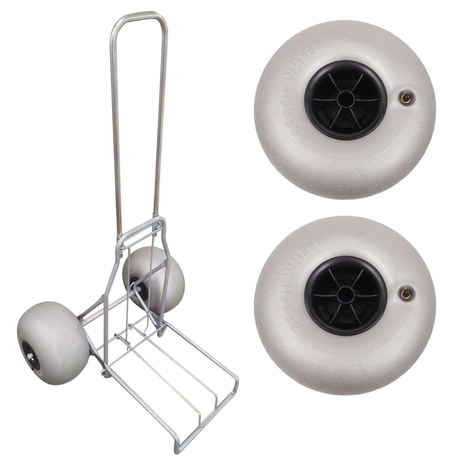 2-Pack PVC Balloon Wheels for Beach Carts - Heavy Duty Sand Tires Replacement for Kayak Dolly, Canoe Carrier & Boat Buggy - Perfect for Beach, Sand & Outdoor Adventures