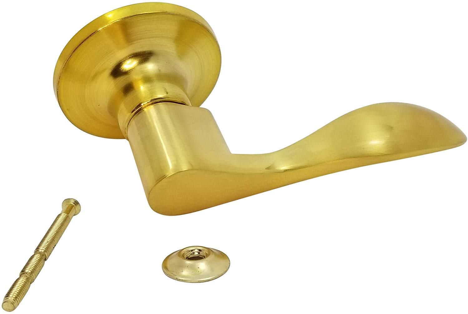 10-Pack Dummy Closet Door Lock Lever Handles - New Wave Style in Satin Brass Finish (Left Hand) - Perfect for Bedroom, Bathroom & Closet Privacy Security
