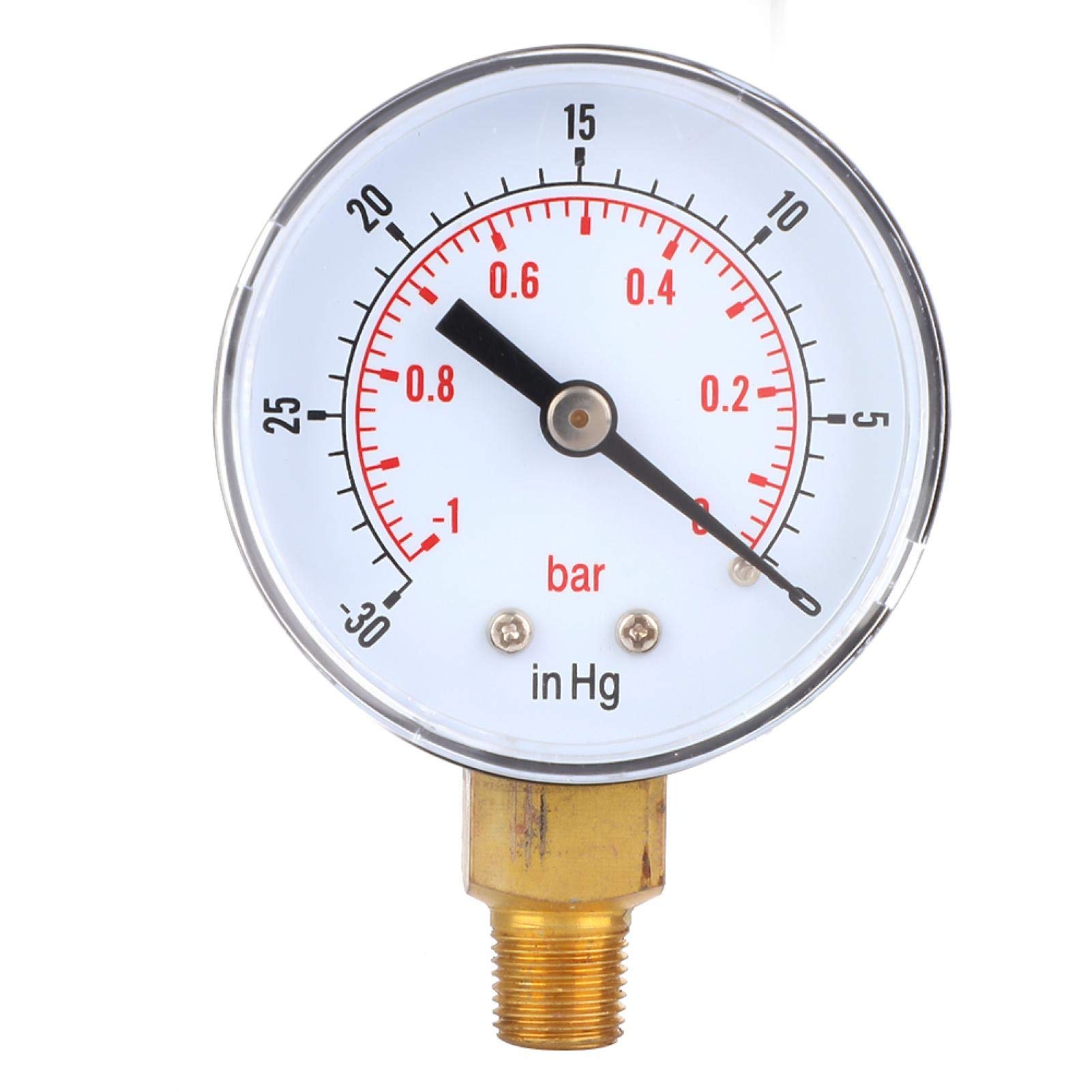 Niiyen Vacuum Gauge -1-0Bar -30-0inHg 50mm 1/8 BSPT Bottom Connection for Air, Water, Oil Pressure Measurement | Industrial, HVAC, Automotive & Laboratory Use