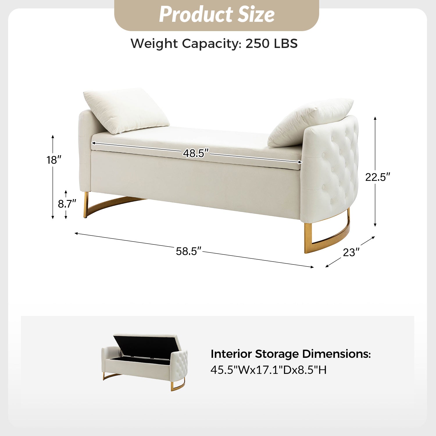 Angelo Upholstered Flip Top Storage Bench - Stylish Ottoman with Hidden Storage for Living Room, Bedroom & Entryway - Perfect for Home Organization & Extra Seating