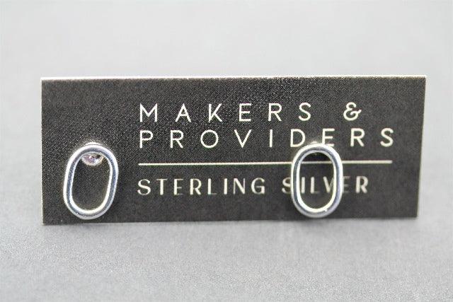 Sterling Silver Open Oval Stud Earrings - Elegant & Hypoallergenic Jewelry for Women, Perfect for Everyday Wear & Special Occasions