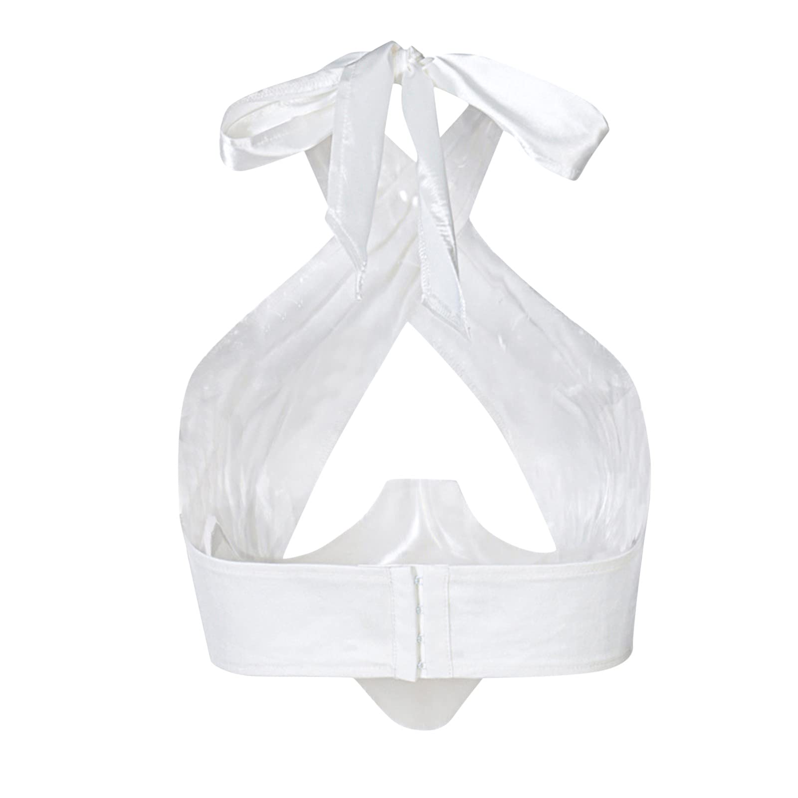 XIAWENYUAN Women's Deep V Neck Crisscross Halter Crop Top - Sexy Summer Tank Tops for Women, Breathable & Stretchy, Perfect for Beach, Party, Club & Casual Wear (White, Small)