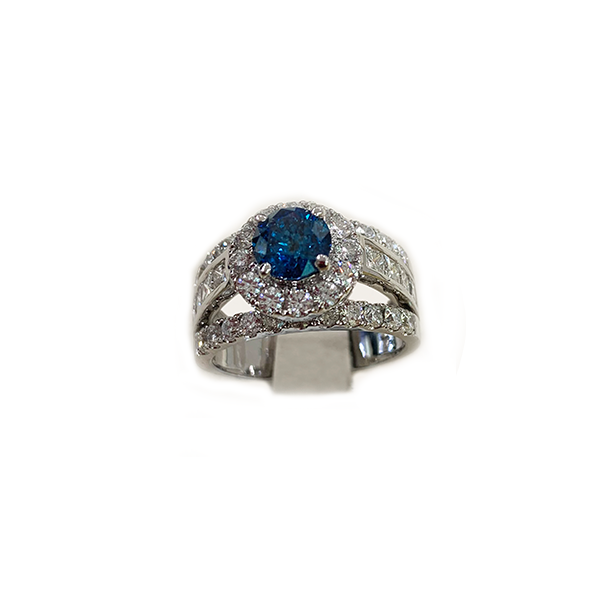 14K White Gold Blue Diamond Ring for Women - Elegant Solitaire Engagement & Wedding Band - Perfect for Proposals, Anniversaries & Special Occasions