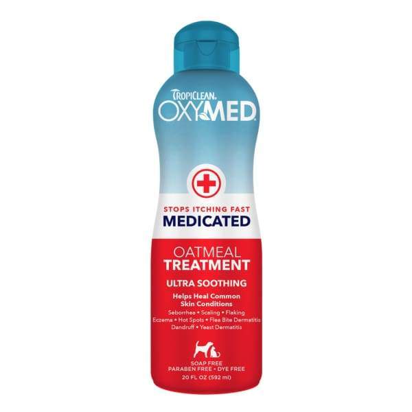 TropiClean OxyMed Medicated Oatmeal Dog Shampoo Treatment - 20oz for Itchy Skin Relief & Soothing - Perfect for Dogs with Allergies, Hot Spots & Skin Irritations