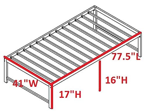 Kings Brand Black Metal Twin Size Platform Daybed Frame - Sturdy Modern Bed Frame for Small Spaces, Guest Rooms & Dormitories