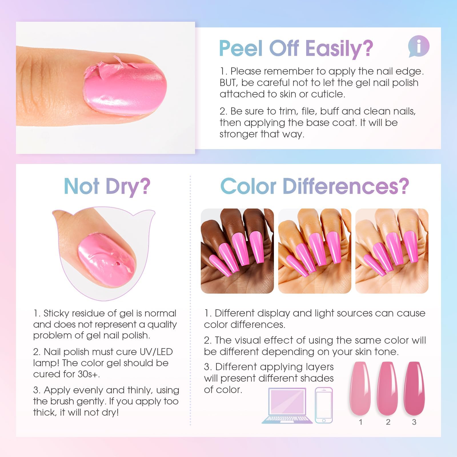 ROSALIND 24PCS Gel Nail Polish Set - 20 Colors Soak Off UV LED Nail Polish with Base Coat, Glitter, Glossy & Matte Top Coat - Fall Winter Holiday Nail Colors for Manicure & Nail Art DIY at Home or Salon