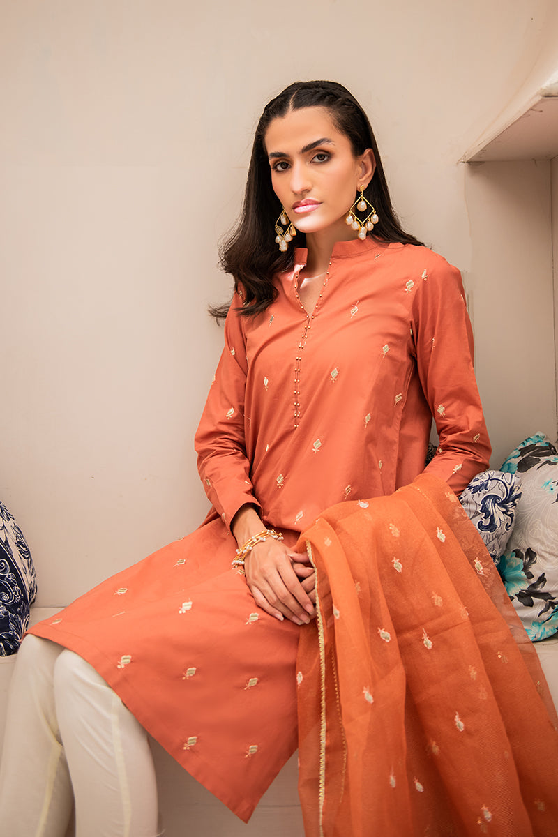 Autumn Glaze 2-Piece Set (Shirt & Dupatta) - Elegant Ethnic Outfit for Women | Perfect for Festivals, Weddings & Cultural Events
