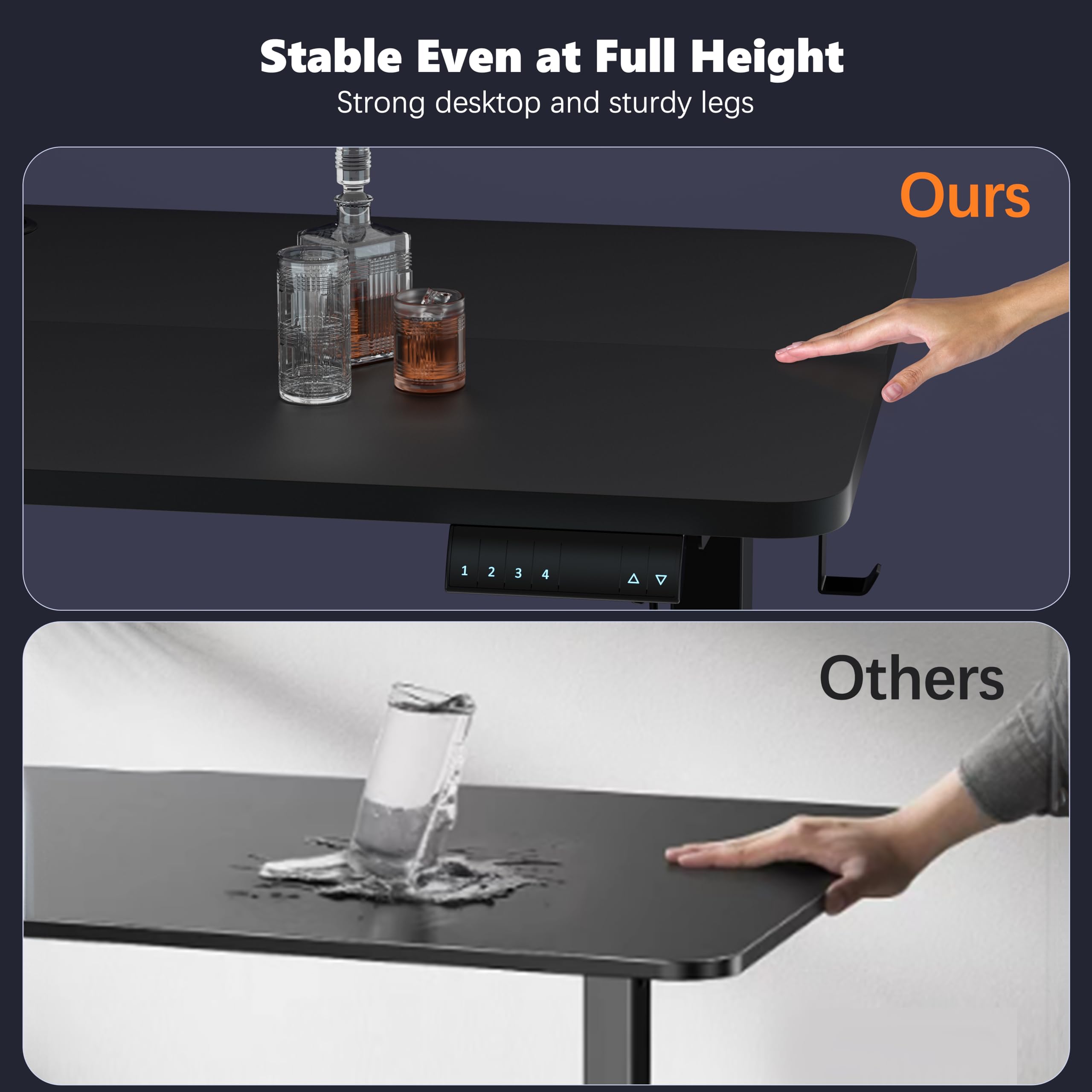 Monomi Electric Height Adjustable Standing Desk 48x24 Inches - Ergonomic Sit Stand Desk for Home Office with Black Steel Frame & Desktop - Perfect for Remote Work, Gaming & Study Setup