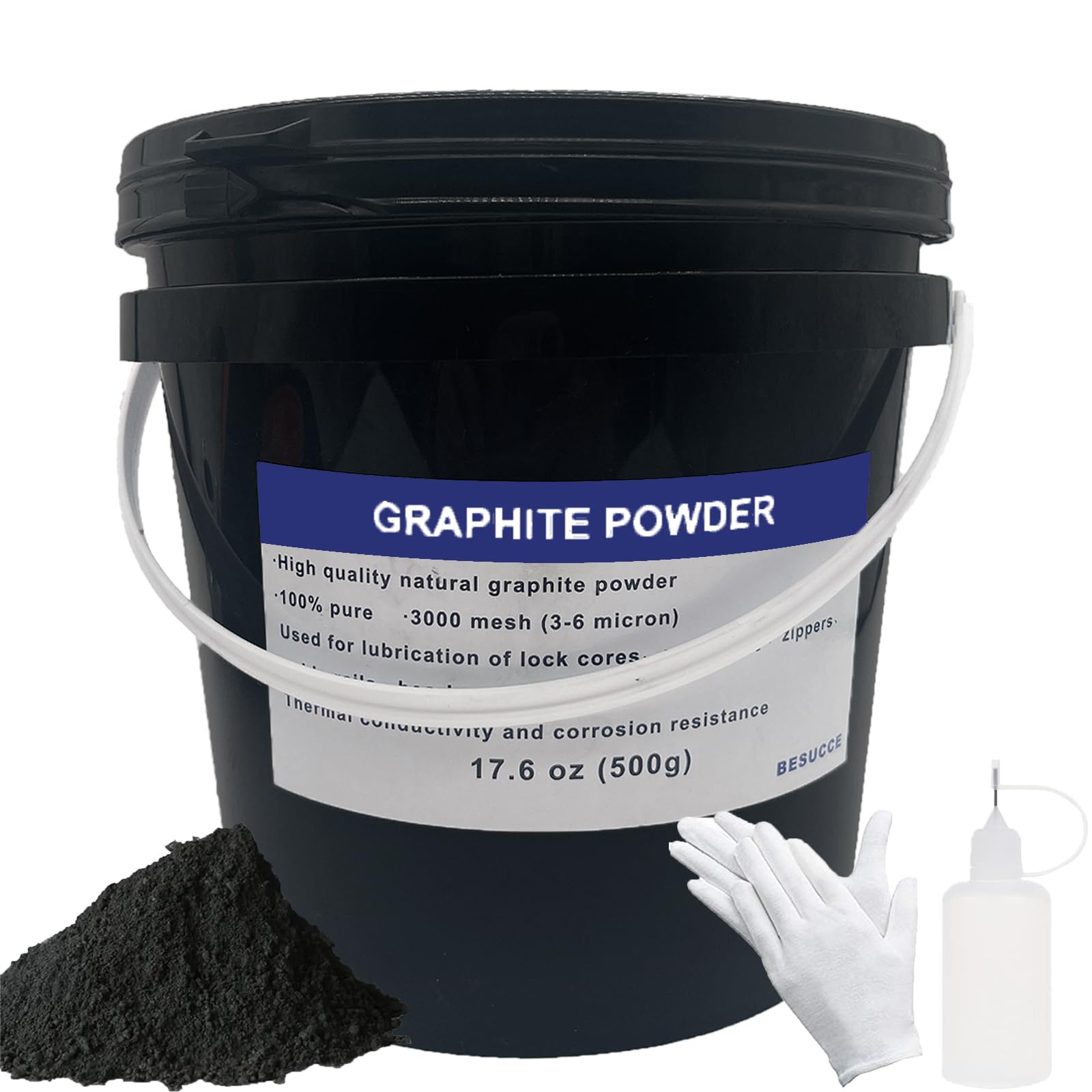 1.1 LBS Microfine Pure Graphite Powder - 3000 Grit Powdered Graphite Lubricant for Locks, Bearings & Mechanical Parts | Dry Graphite Powder for Art Drawing, Sketching & Pencil Making | Industrial & DIY Lubrication Solution