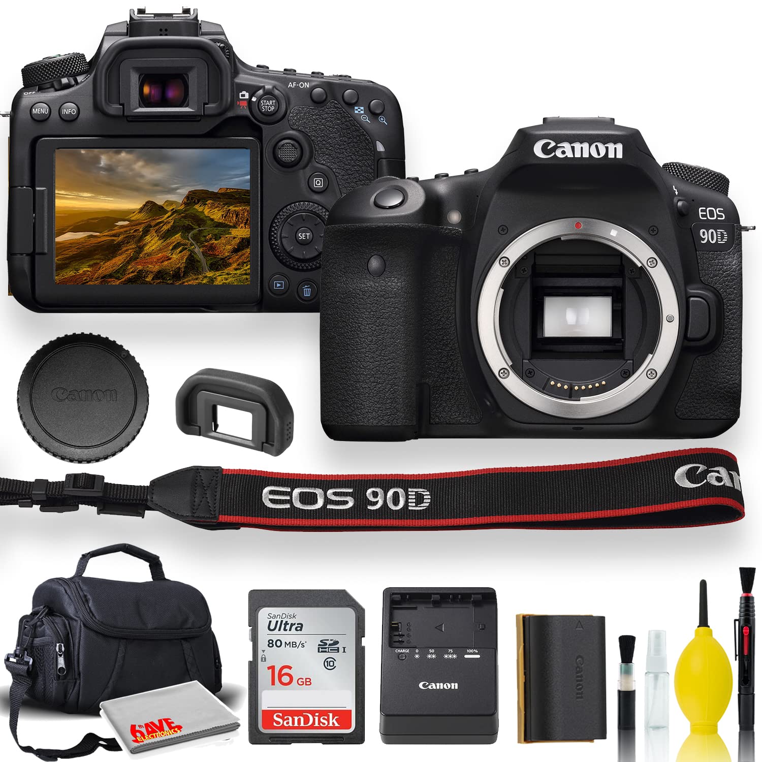 Canon EOS 90D DSLR Camera Bundle with Padded Case, 64GB Memory Card & Accessories - Professional Photography Starter Kit (Renewed International Model) for Travel, Portrait & Wildlife Photography