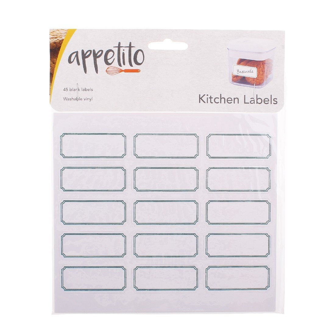 Appetito Blank Kitchen Labels - Removable & Reusable Food Storage Labels for Jars, Containers & Pantry Organization - Perfect for Meal Prep & Home Organization