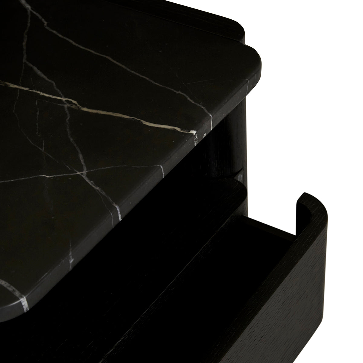 Floyd Marble Bedside Table - Modern Minimalist Nightstand with Marble Top & Wooden Legs - Perfect for Bedroom, Living Room, or Office Use