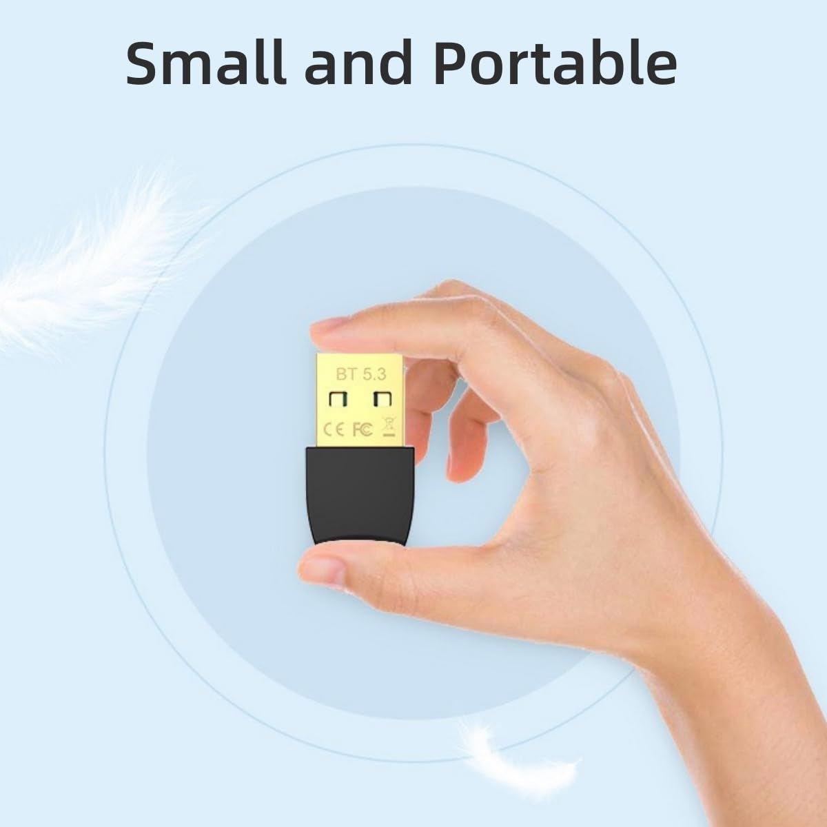 USB Bluetooth 5.3 Adapter for PC - Plug & Play Bluetooth Dongle for Windows 11/10/8.1, Bluetooth Transmitter & Receiver for Desktop, Laptop, Mouse, Keyboard, Headphones, Speakers, Printer - Wireless Audio Streaming & Device Connectivity Solution