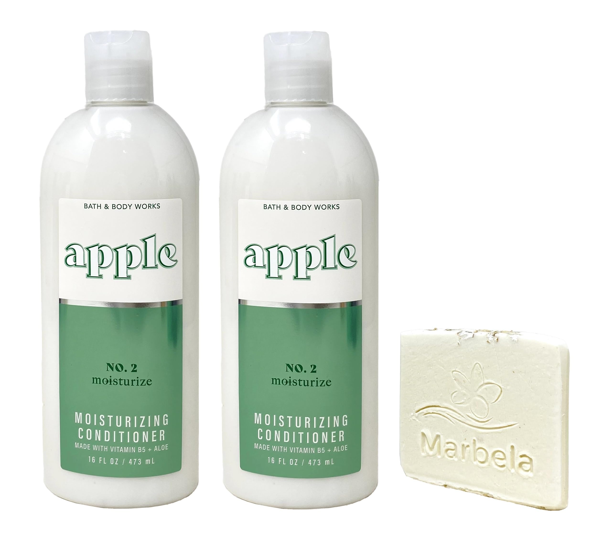 Bath & Body Works Apple 2-Pack Moisturizing Hair Conditioner with Natural Oats Sample Soap - Full Size for Dry & Damaged Hair - Perfect for Daily Hair Care & Gift Sets