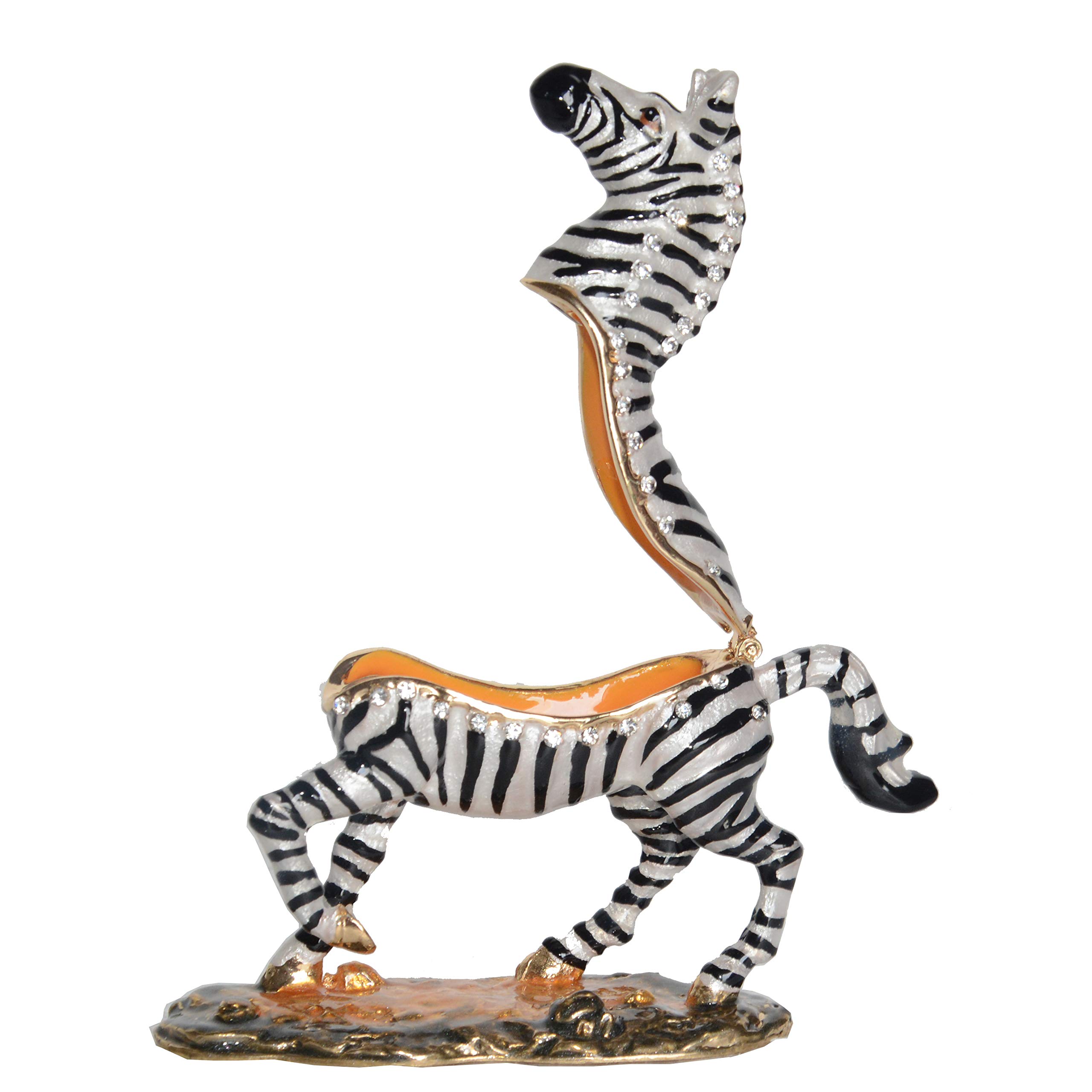 Hand-Painted Zebra Trinket Box with Hinged Lid - Jewelry Storage Organizer for Rings & Earrings - Decorative Animal Figurine Collectible Gift for Women - Perfect for Dresser, Vanity & Home Décor