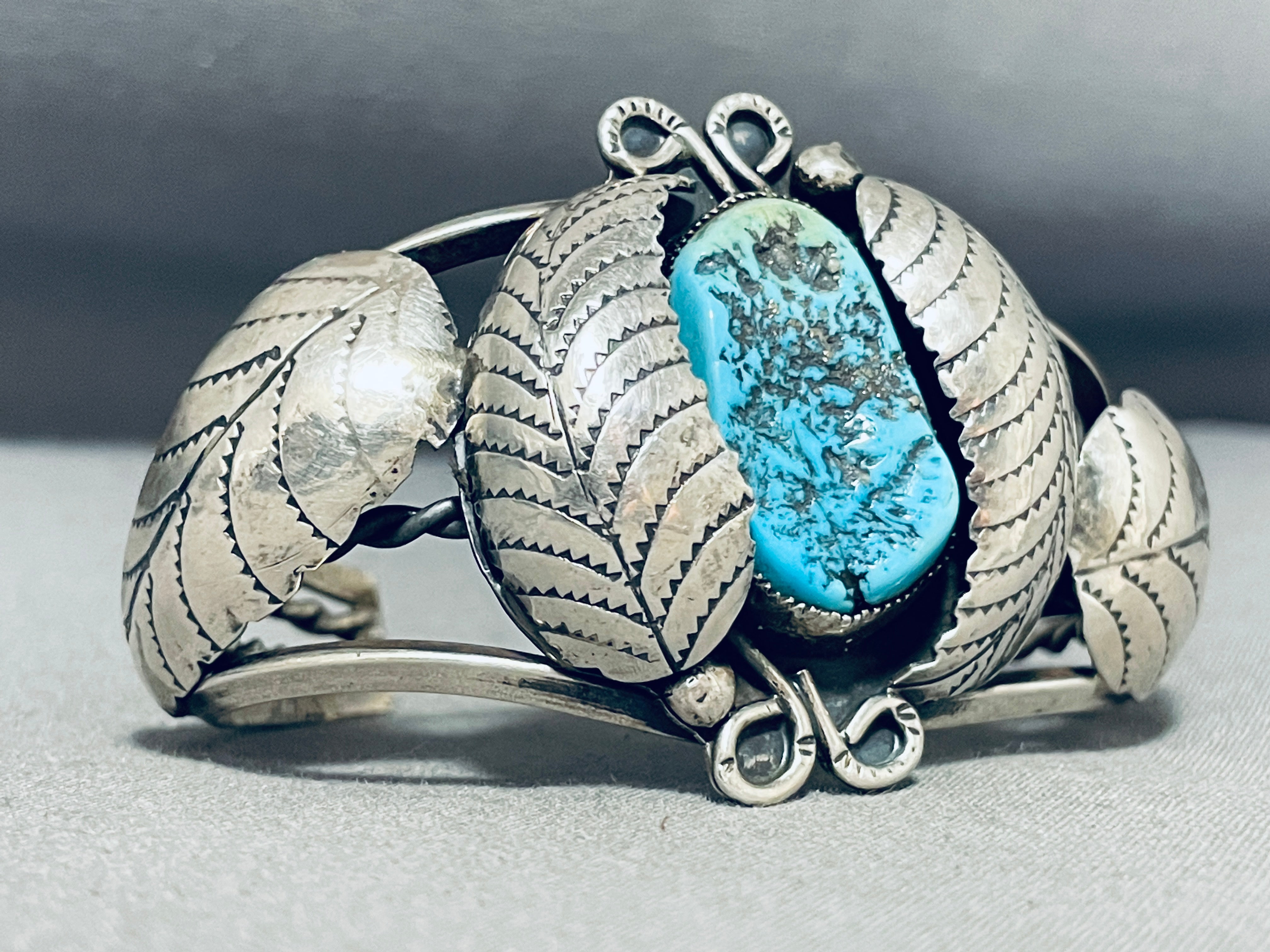 Authentic Navajo Morenci Turquoise Sterling Silver Bracelet - Handmade Vintage Native American Jewelry - Perfect for Boho Fashion, Gift Giving & Cultural Events