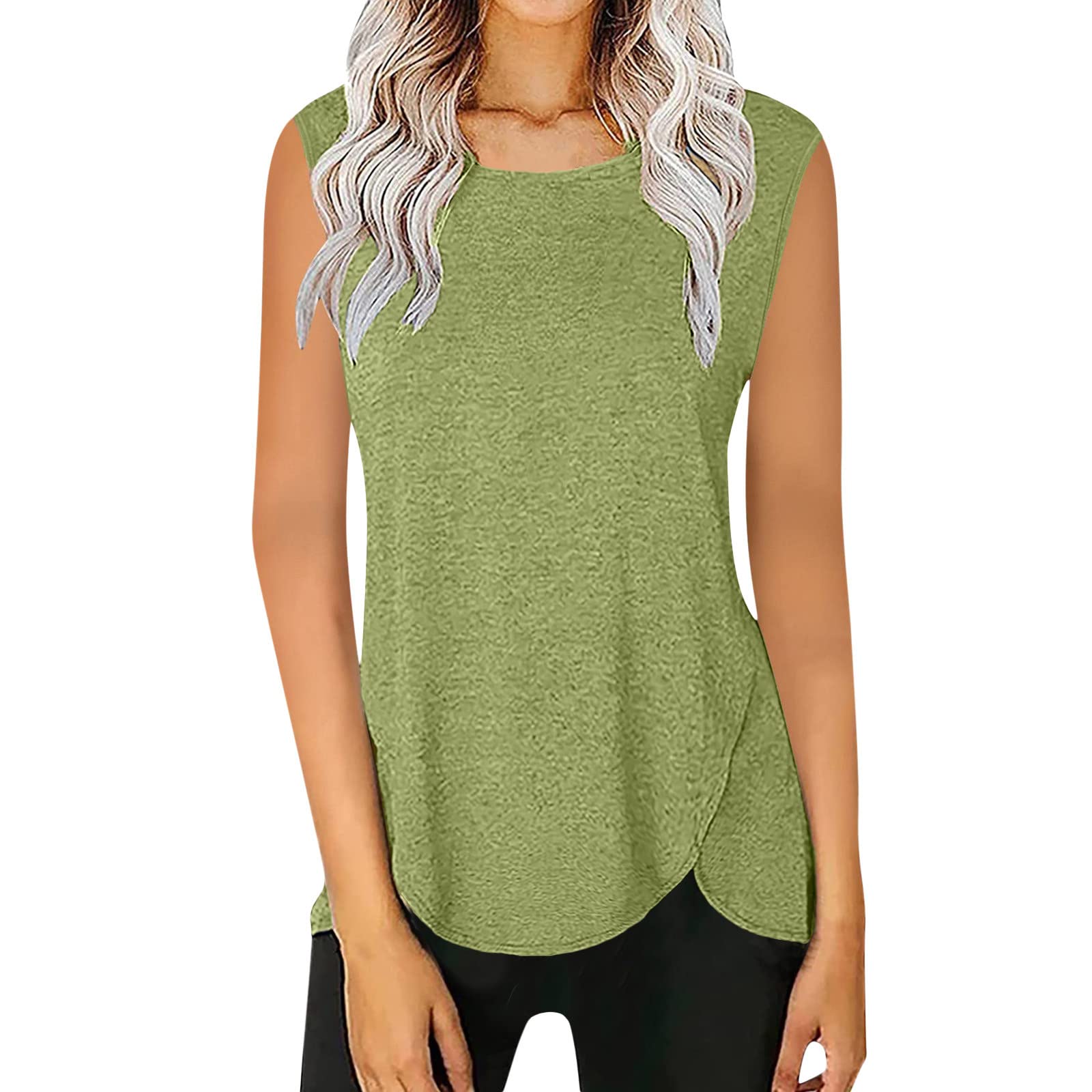 Women's Summer Tops - Sleeveless Scoop Neck Flowy Tank Tops in Solid Colors | Casual Comfortable Blouses for Beach, Vacation & Everyday Wear