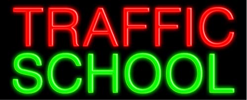 Traffic School Glass Neon Sign #10302 - Handcrafted in USA | Perfect for Bars, Restaurants & Home Decor