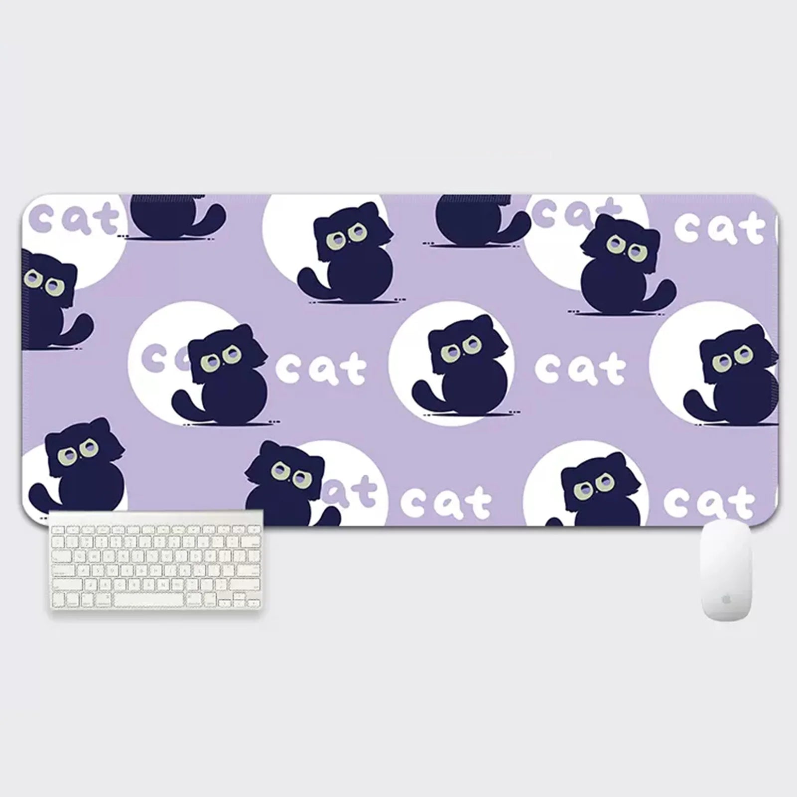 YUZNII Oversized Cartoon Kitten Mouse Pad - Non-Slip Gaming Desk Mat with Cute Cat Design, Large Extended Mousepad for Computer, Laptop, Office & Home Workspace (35.4x15.7 Inches) - Perfect for Work, Gaming & Study