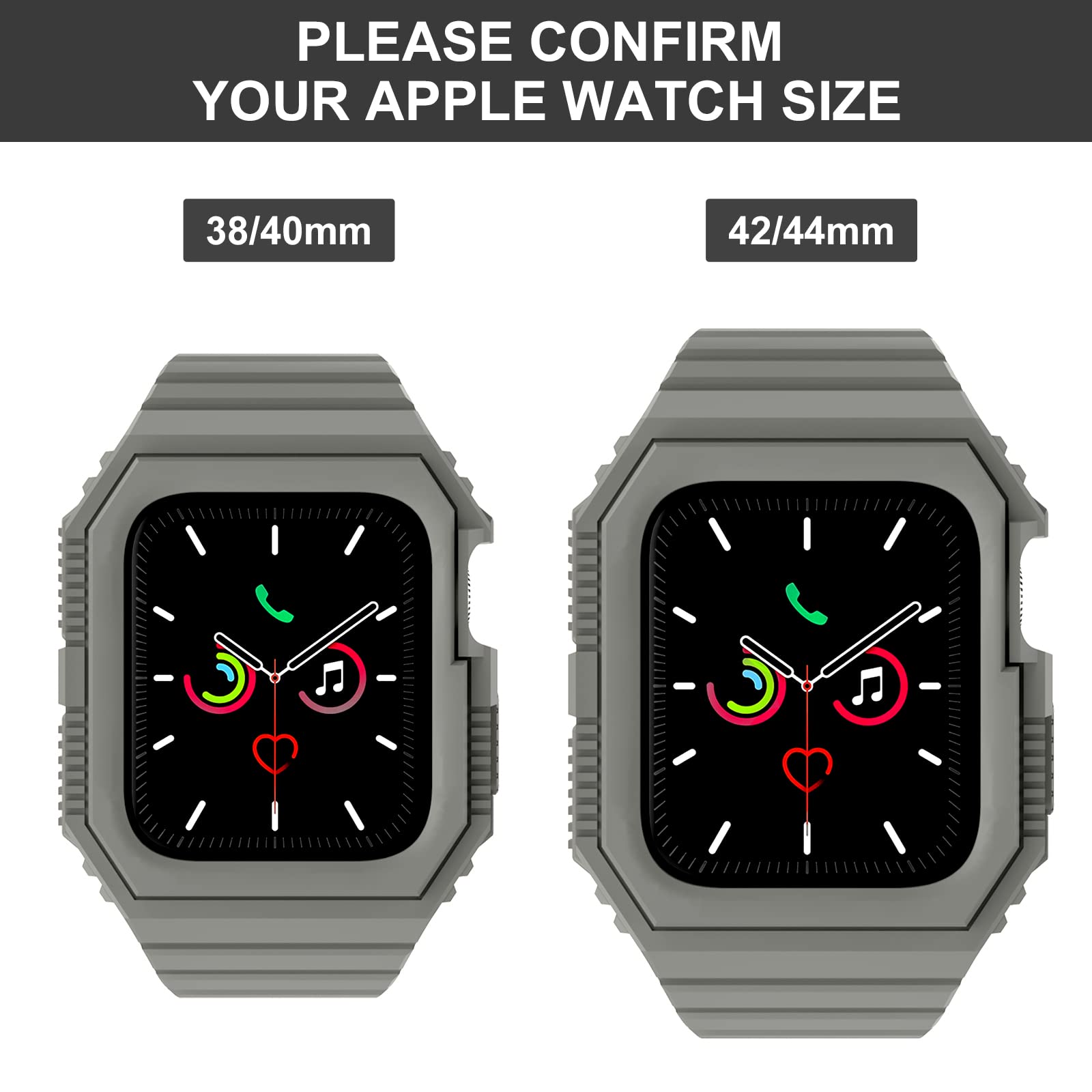 Durable Apple Watch Bands 38mm 40mm 42mm 44mm - Compatible with Series 1/2/3/4/5/6/7/SE - Rugged TPU Sport Strap with Protective Bumper Case for Men & Women - Perfect for Workouts, Running & Outdoor Activities