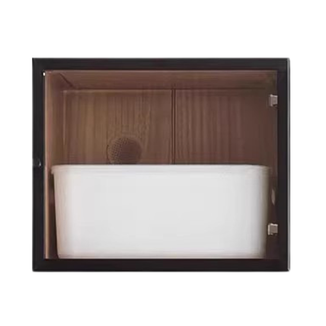 16.7x12.6x13.8 inch/ 42.5x32x35сm/ Natural Wood Color/ bookcase top cabinet black frame