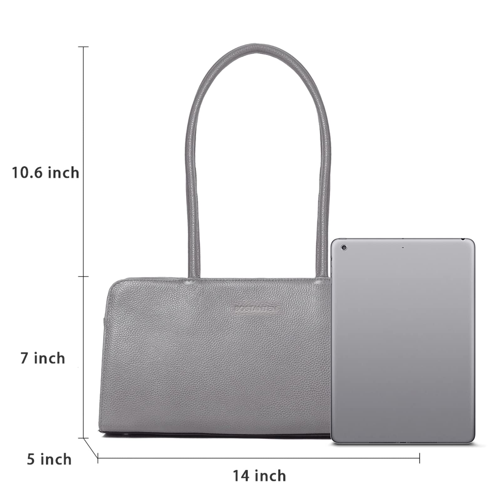 BOSTANTEN Genuine Soft Leather Women's Designer Handbag - Top Handle Satchel Shoulder Bag in Grey for Work, Travel & Everyday Use