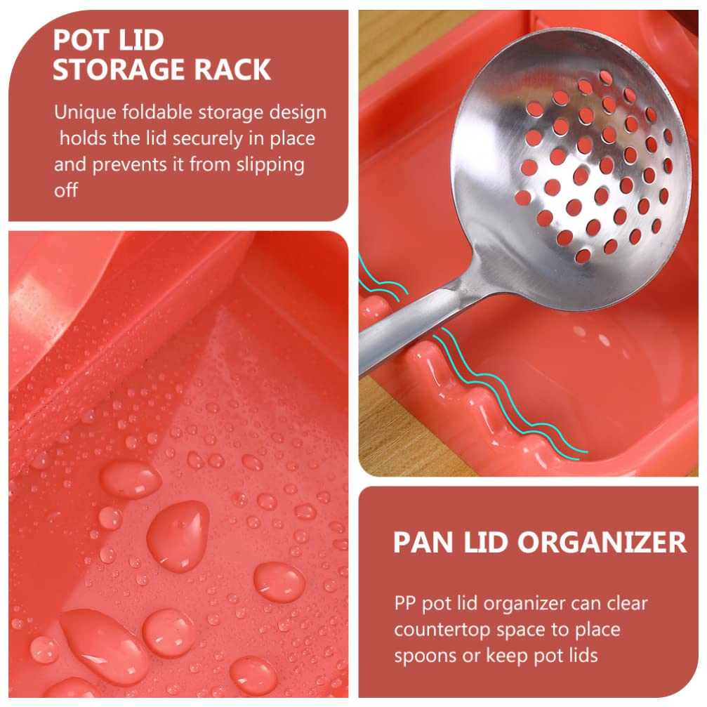 3-Piece Foldable Pot Lid Rack & Utensil Holder - Space-Saving Kitchen Organizer for Pots, Pans & Cooking Spoons - Perfect for Stovetop, Countertop & Cabinet Storage
