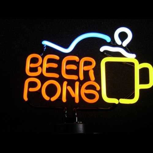 LED Beer Pong Table Neon Sculpture - Glow in The Dark Party Decor for Game Nights, Bars & Man Caves - Perfect for College Parties & Bachelor Events