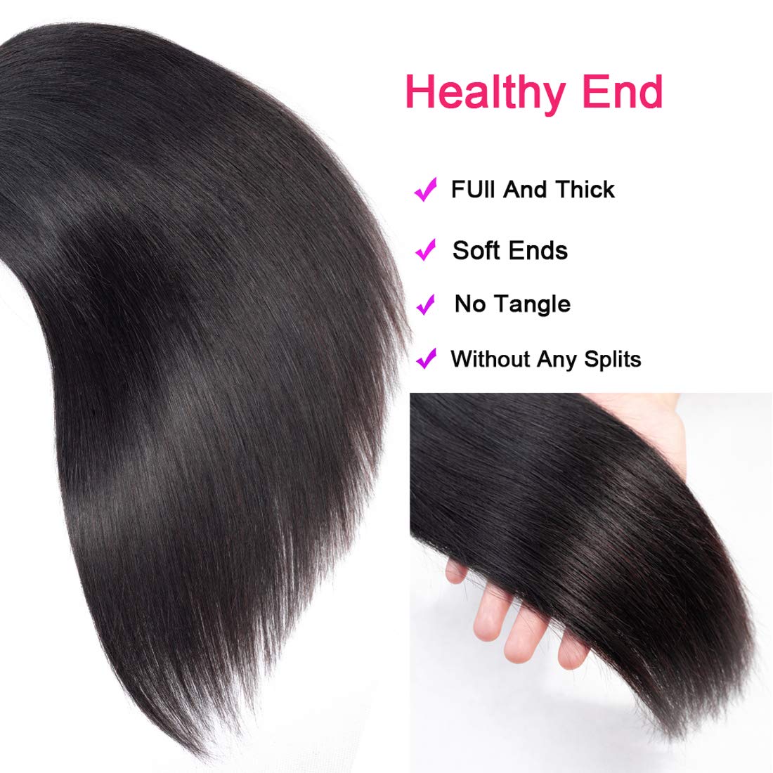 Beauty Forever Hair Brazilian Virgin Straight Hair Weaves - 3 Bundles 100% Unprocessed Human Hair Extensions (20 22 24 Inch) | Natural Color, Can Be Dyed & Bleached | Perfect for Daily Styling, Salon Use & Special Occasions