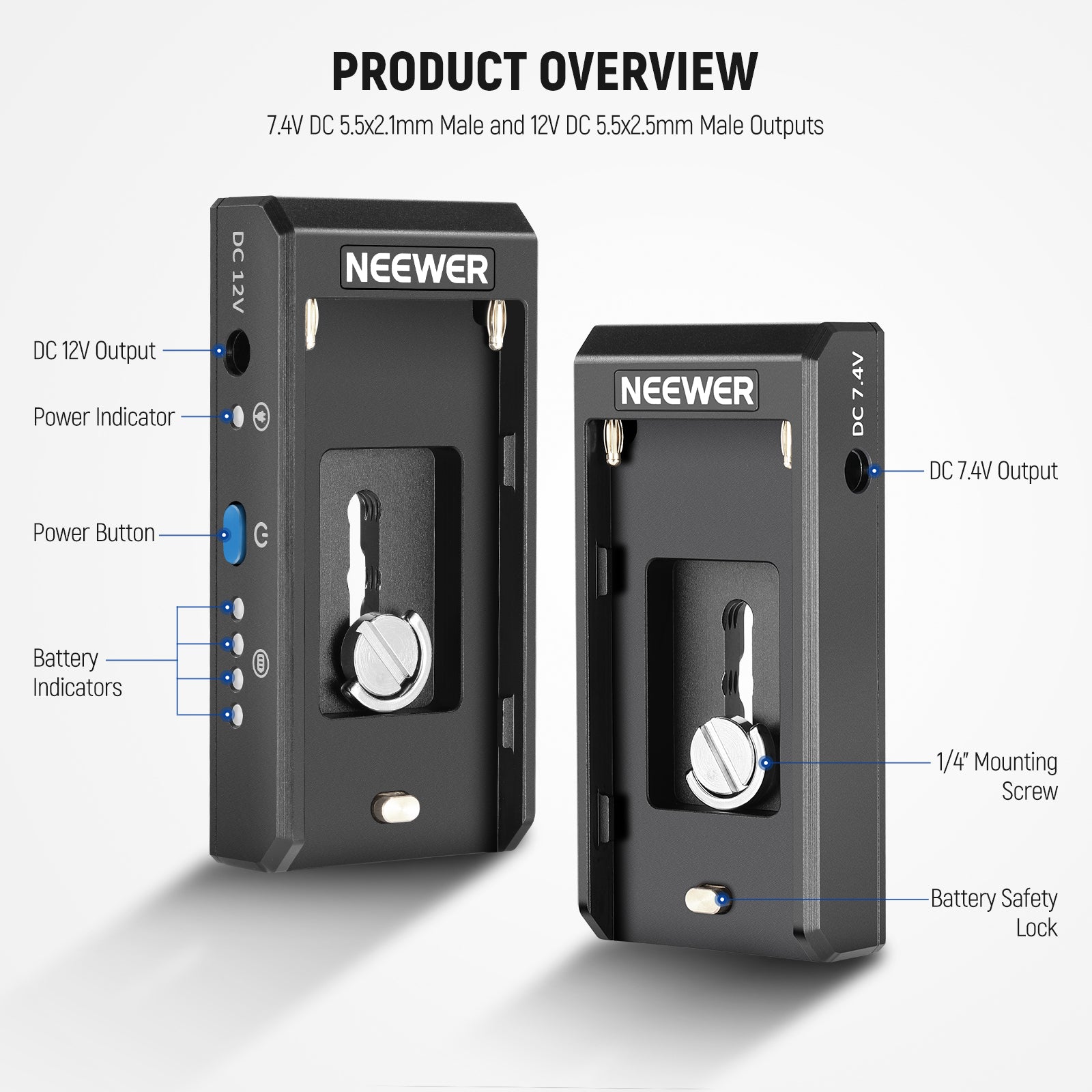 NEEWER PS004E Sony NP-F Battery Adapter Plate - Compatible with Sony Cameras - Power Your DSLR, Mirrorless & Video Equipment for Photography & Videography