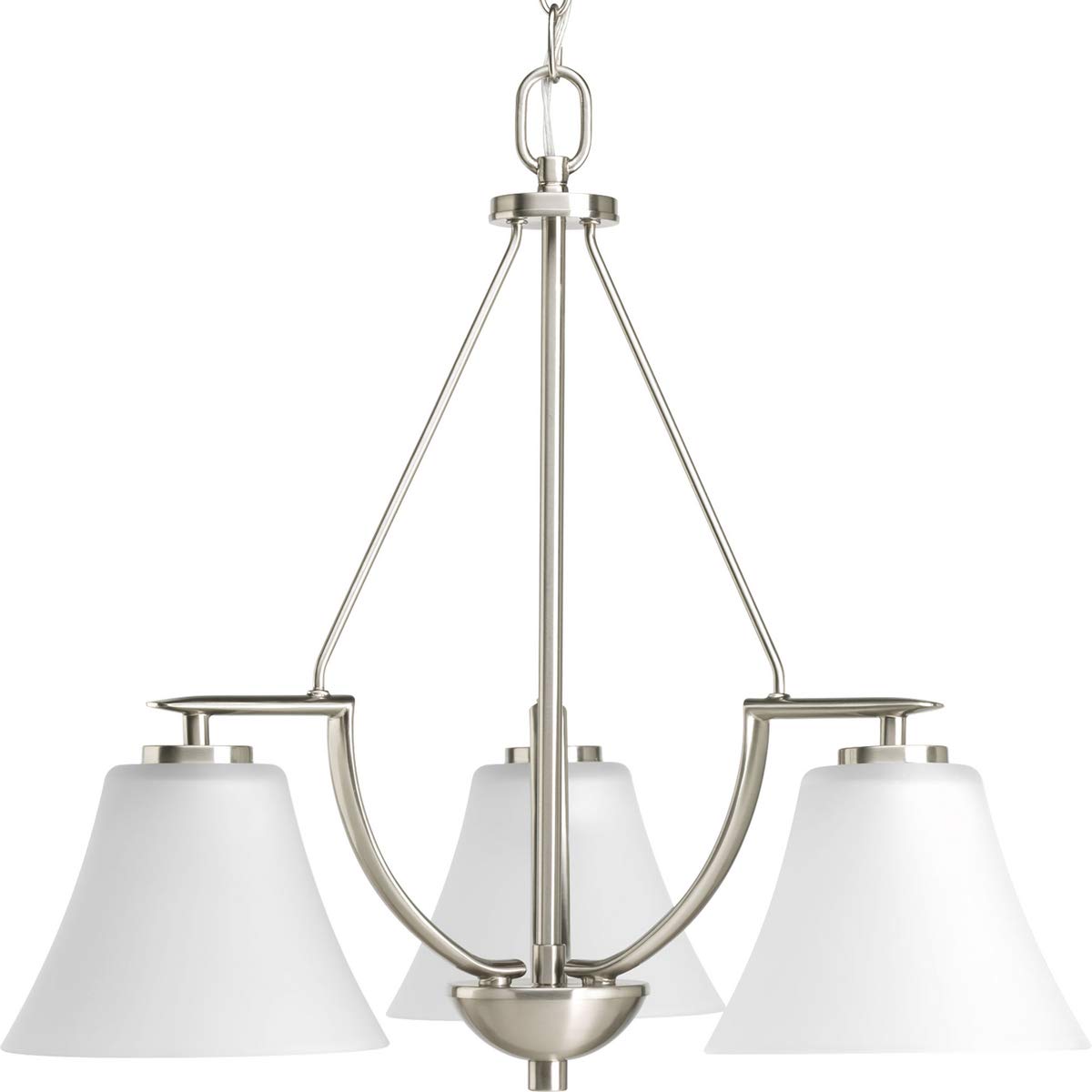 Progress Lighting P4621-09 Bravo Collection 3-Light Chandelier in Brushed Nickel - Elegant Dining Room & Bedroom Ceiling Fixture for Modern Home Decor