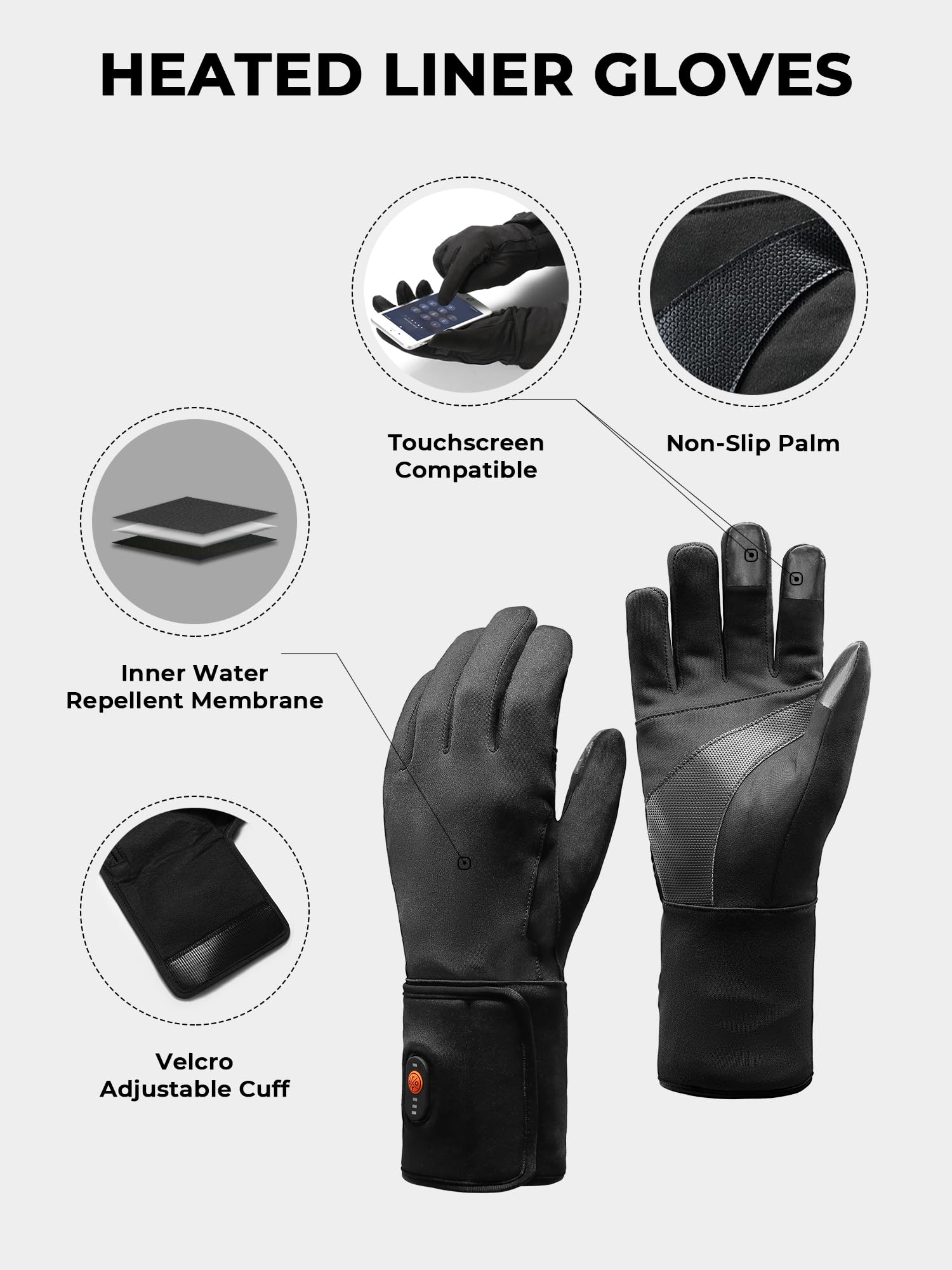 ORORO Heated Gloves for Men & Women - 3-in-1 Battery Powered Winter Gloves for Skiing, Motorcycle Riding & Outdoor Activities - USB Rechargeable (Charger Not Included) - Stay Warm in Cold Weather