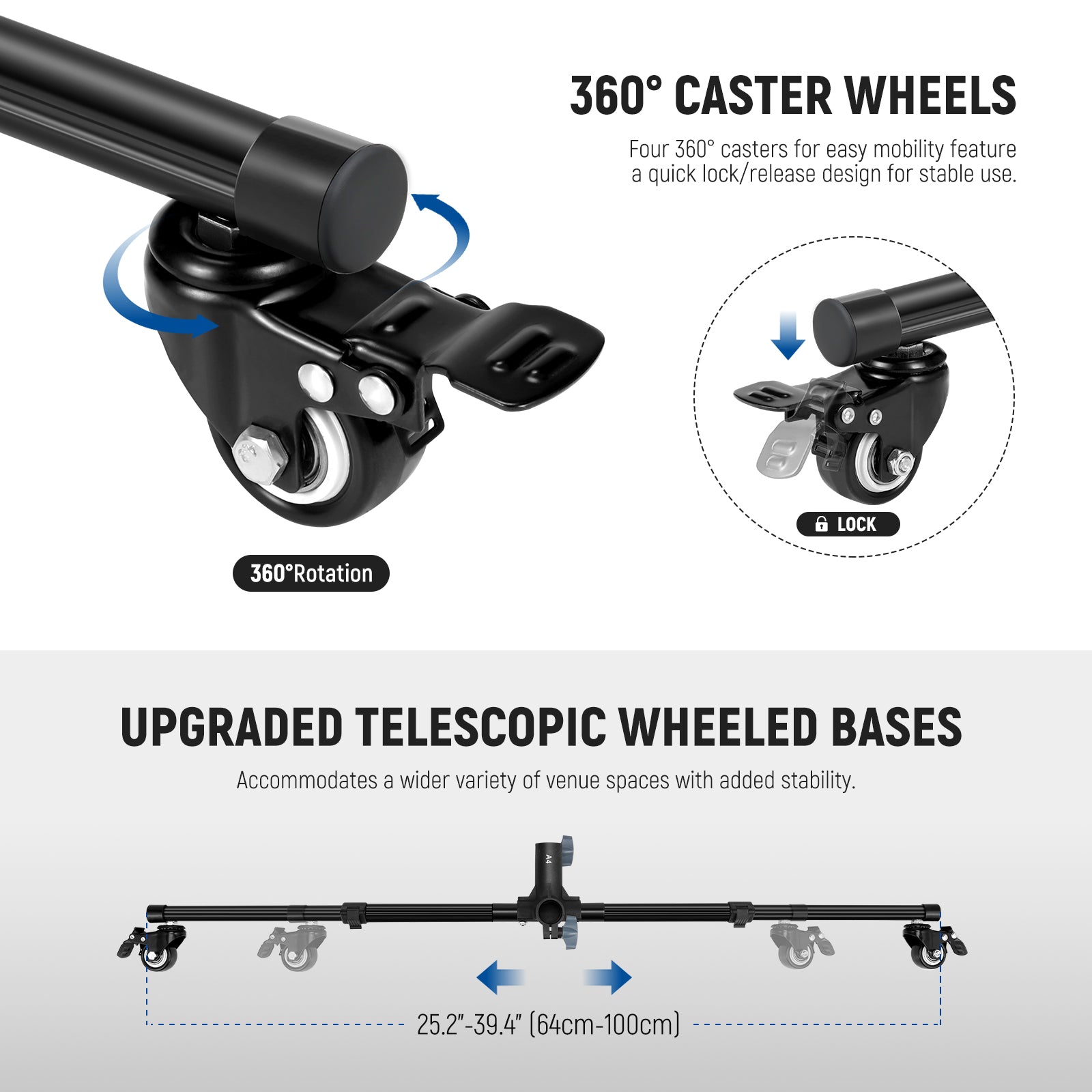 NEEWER NK 02 Upgraded 10x7ft Heavy Duty Photography Backdrop Stand with Wheels - Perfect for Studio, Portrait, and Video Shooting Background Setup