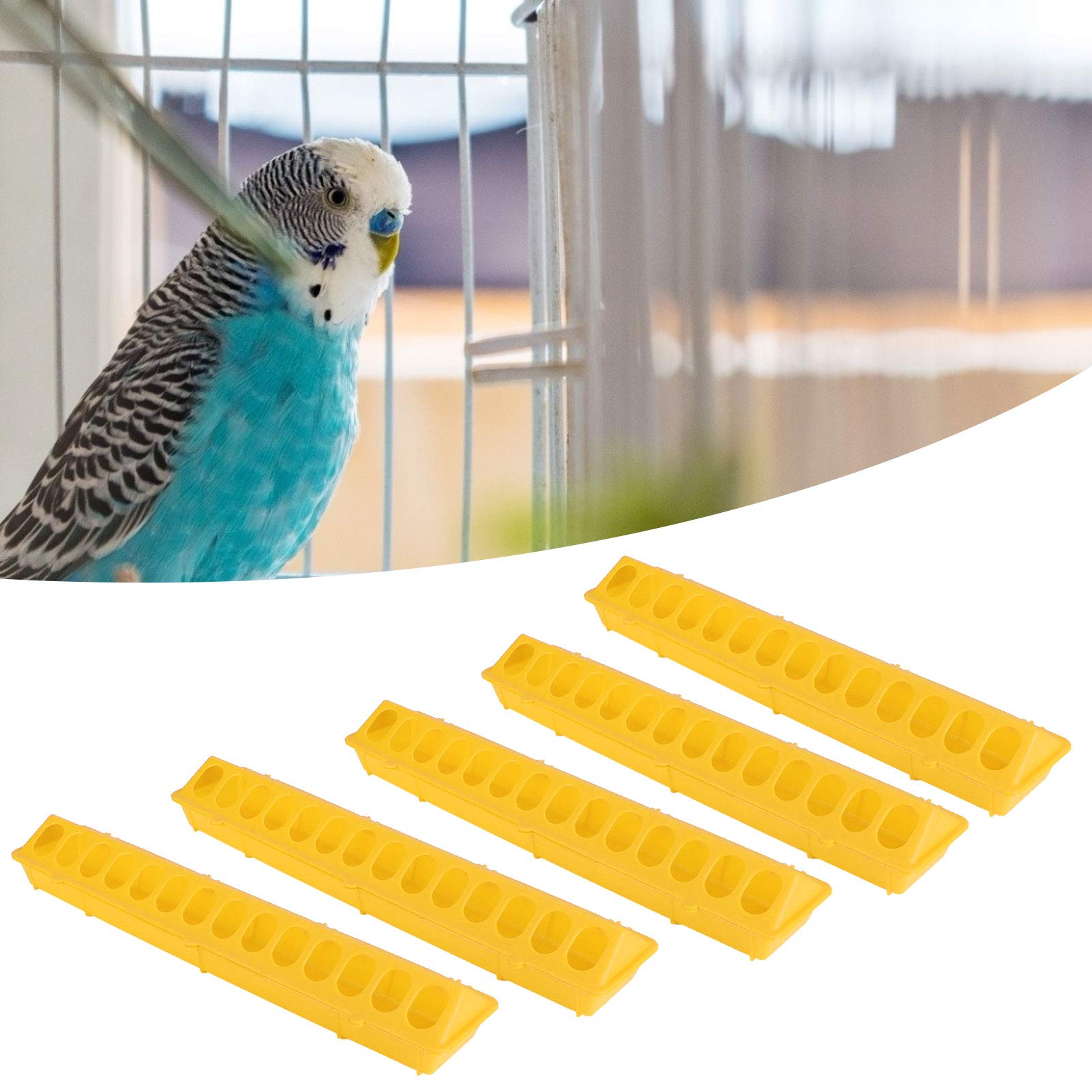 Premium Bird Feeding Bowl Set - 5 Pack Corrosion-Resistant Easy Install Bird Feeder with Fine Craftsmanship for Nature & Bird Lovers - Ideal for Home Garden, Backyard, Zoo & Outdoor Use (Yellow, 500x125x80mm)