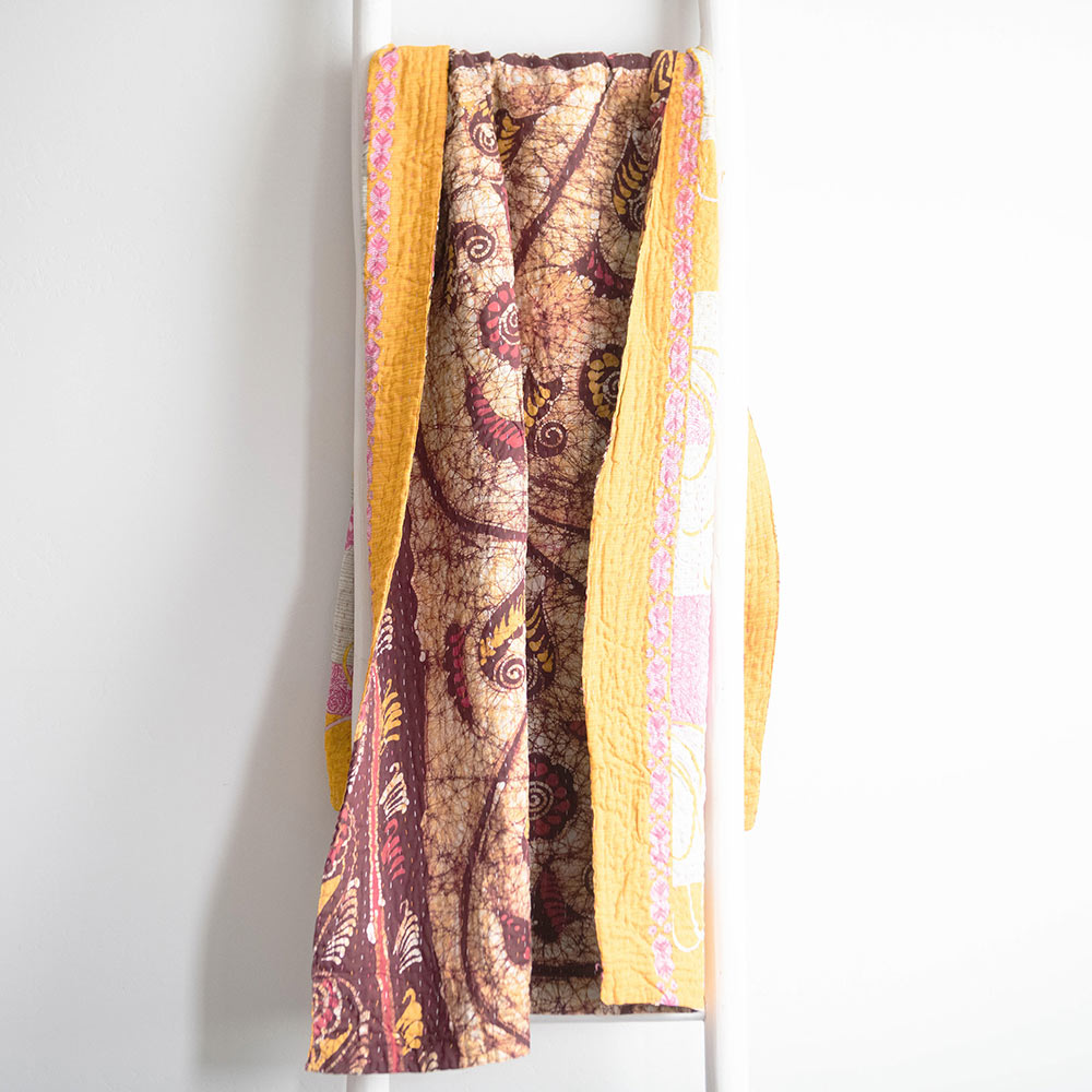 Unique Handmade Kantha Quilt KT6150 - Traditional Indian Patchwork Bedspread for Cozy Home Decor & Boho Chic Style