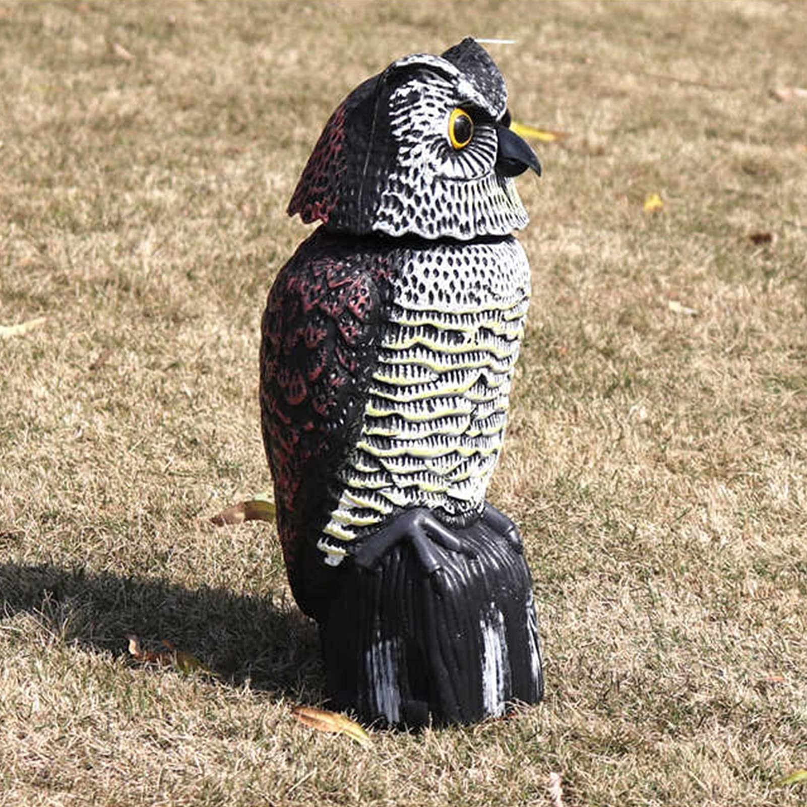 Electric Owl Statue with Rotating Head & Sound - Solar Powered Bird Deterrent for Garden, Yard & Outdoor Decoration - Perfect for Patio, Lawn & Backyard Pest Control