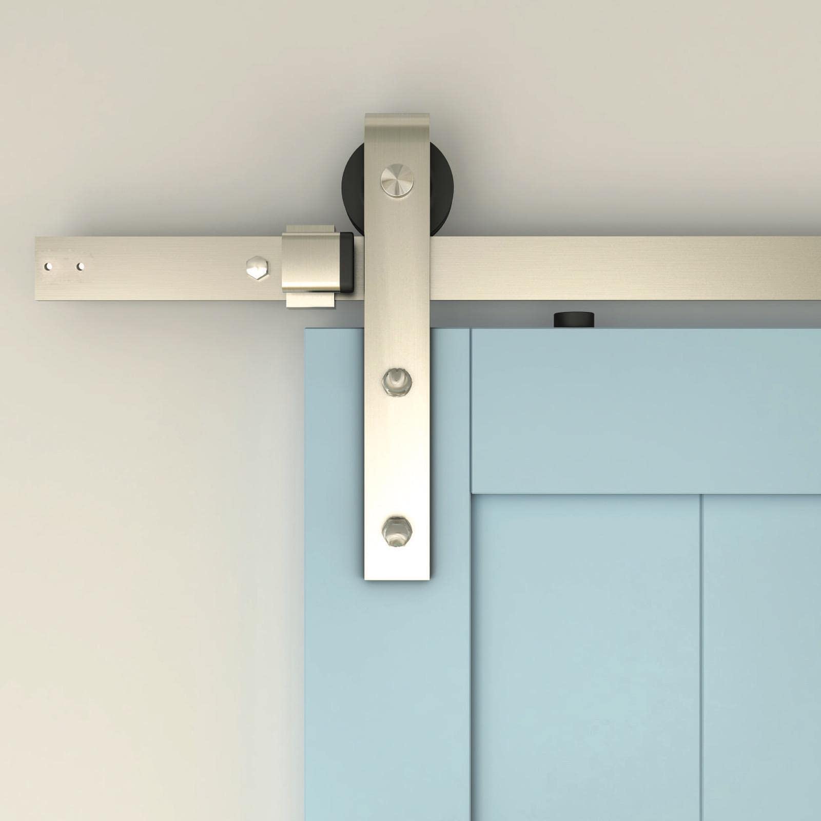 Stone Harbor Hardware Barn Strap Style Sliding Door Track Set - 36 Inch Door Kit in Satin Nickel Finish | Perfect for Barn Doors, Closet Doors & Room Dividers