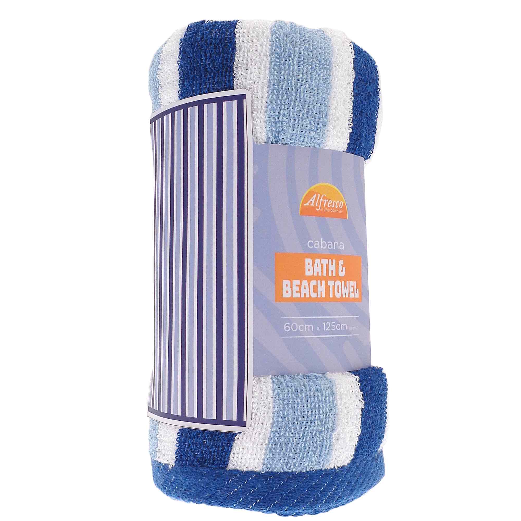 Premium Cabana Stripe Beach Towel - Soft & Absorbent Quick-Dry Blue Stripe Towel for Pool, Beach, Vacation & Outdoor Activities
