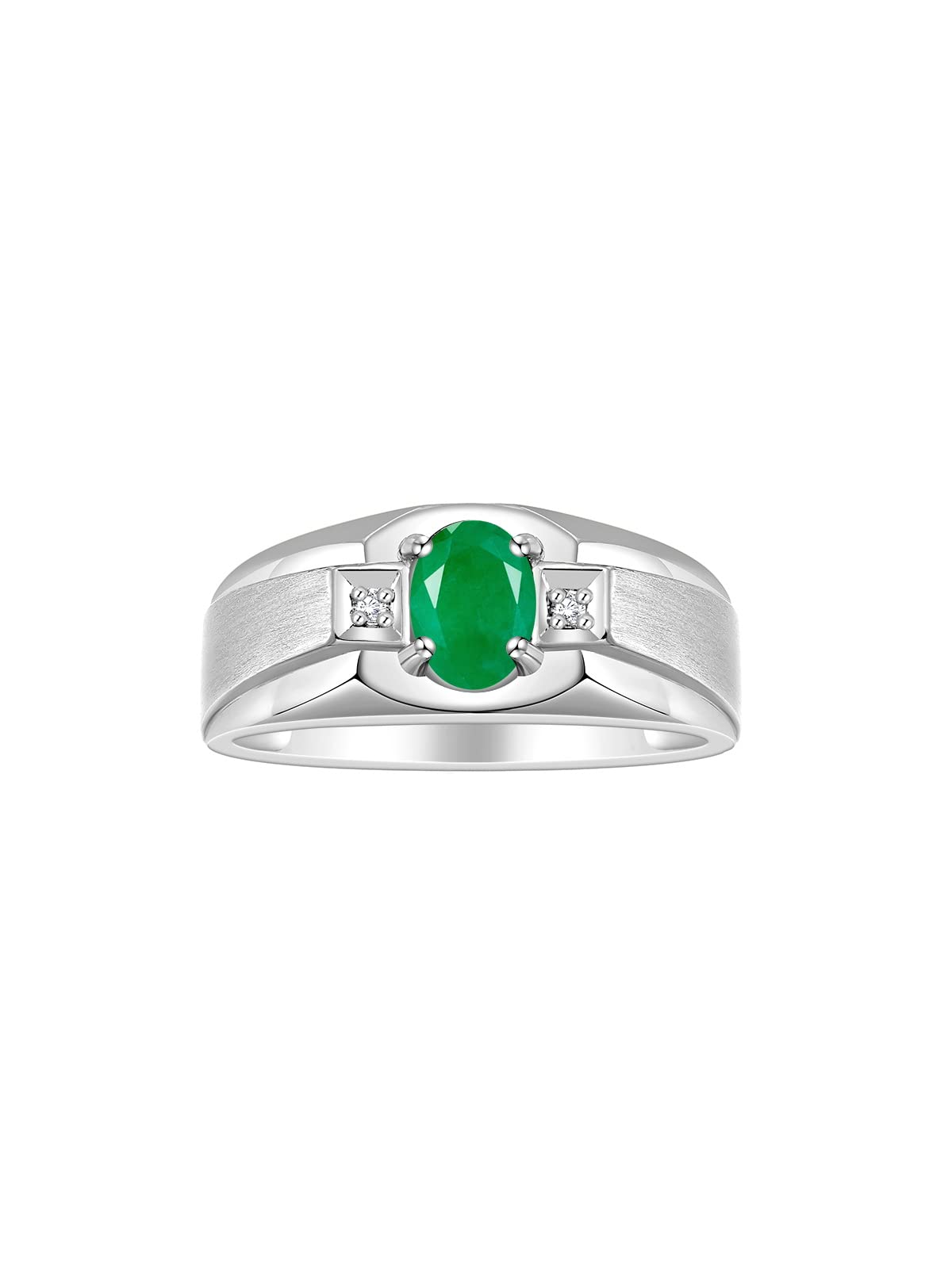 Rylos Men's Sterling Silver Rings - 7X5MM Oval Gemstone & Diamond Ring for Birthstone, Anniversary, Wedding & Gifts (Sizes 8-13) | Elegant Jewelry for Men's Fashion & Special Occasions