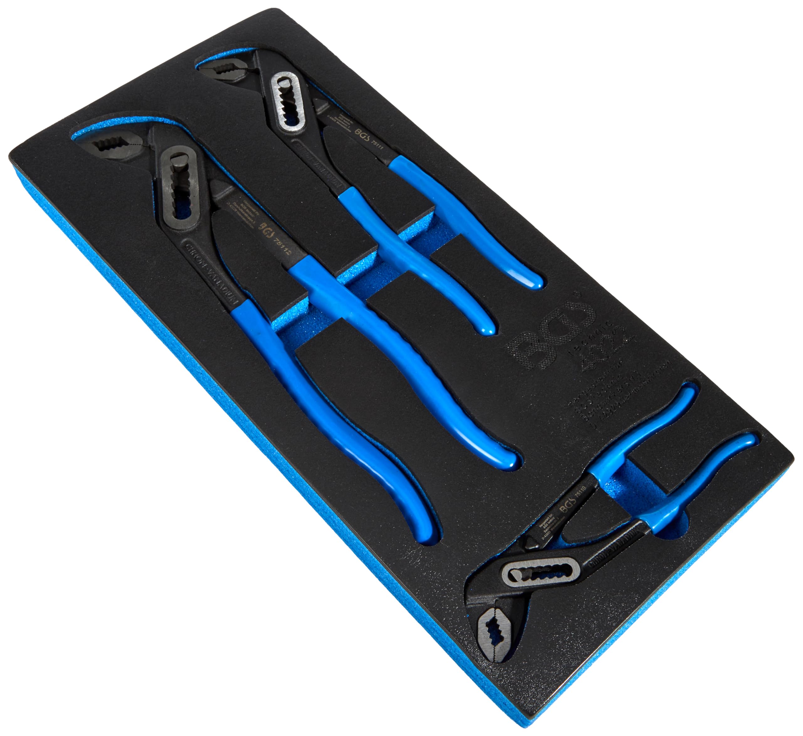 BGS 4022 3-Piece Water Pump Pliers Set with Tool Tray - Professional Plumbing Tools for Pipe Fitting, Automotive Repair, and DIY Home Maintenance