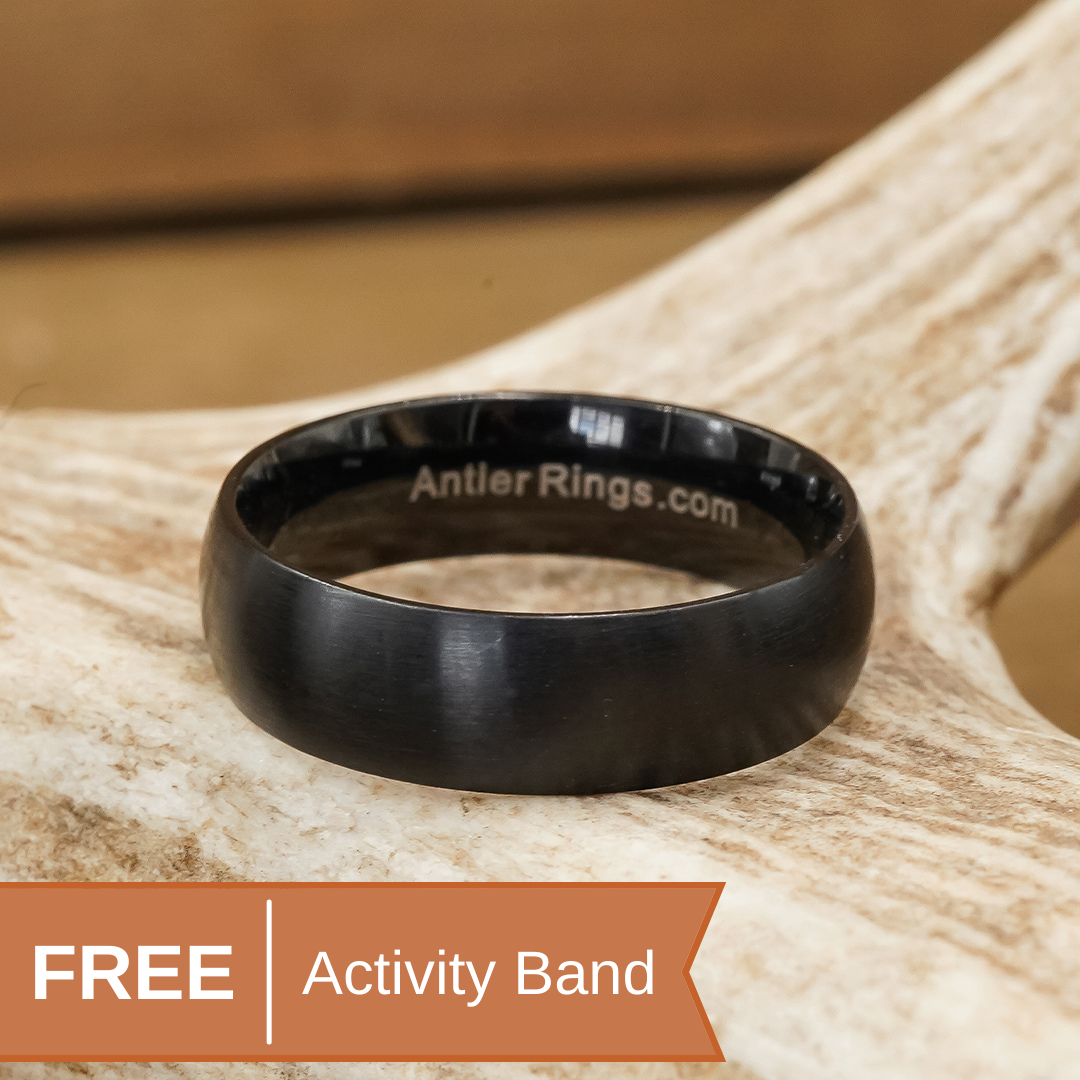14K Rose Gold Wedding Ring for Women - Flat Polished Band with Ombre Deer Antler Inlay (8mm Width) - Perfect for Engagement, Anniversary, and Bridal Jewelry Gifts