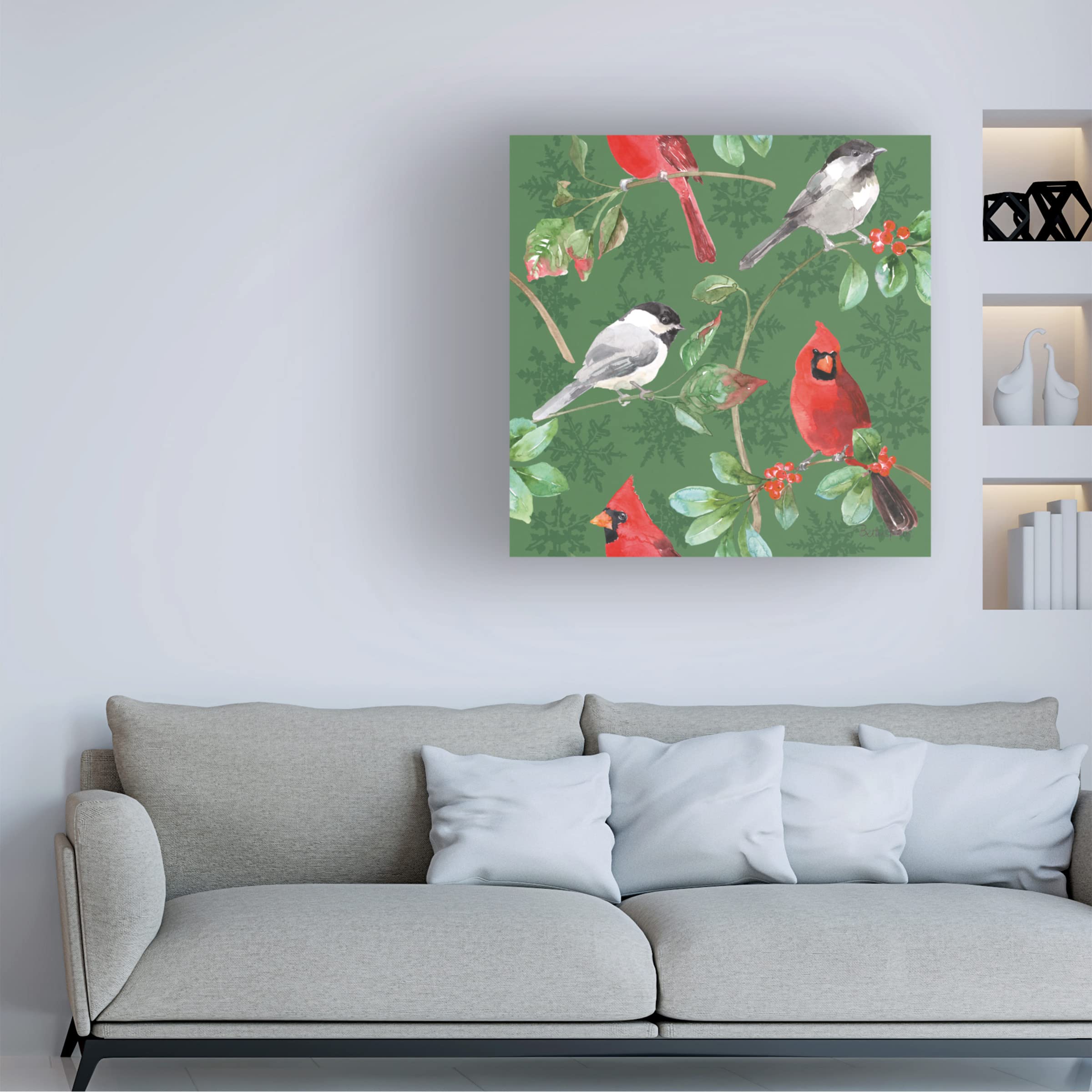 Beth Grove 'Holiday Flora Pattern IIIB' Canvas Wall Art - Floral Botanical Painting for Living Room, Bedroom & Office Decor - Trademark Fine Art Collection