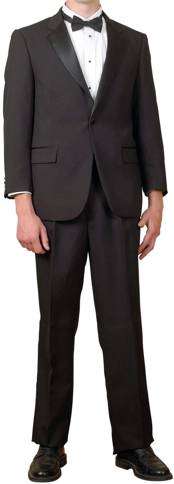 Men's Classic Black 5-Piece 1-Button Tuxedo Suit Set with Dress Shirt, Bow Tie & Cummerbund | Formal Wedding, Prom & Evening Wear
