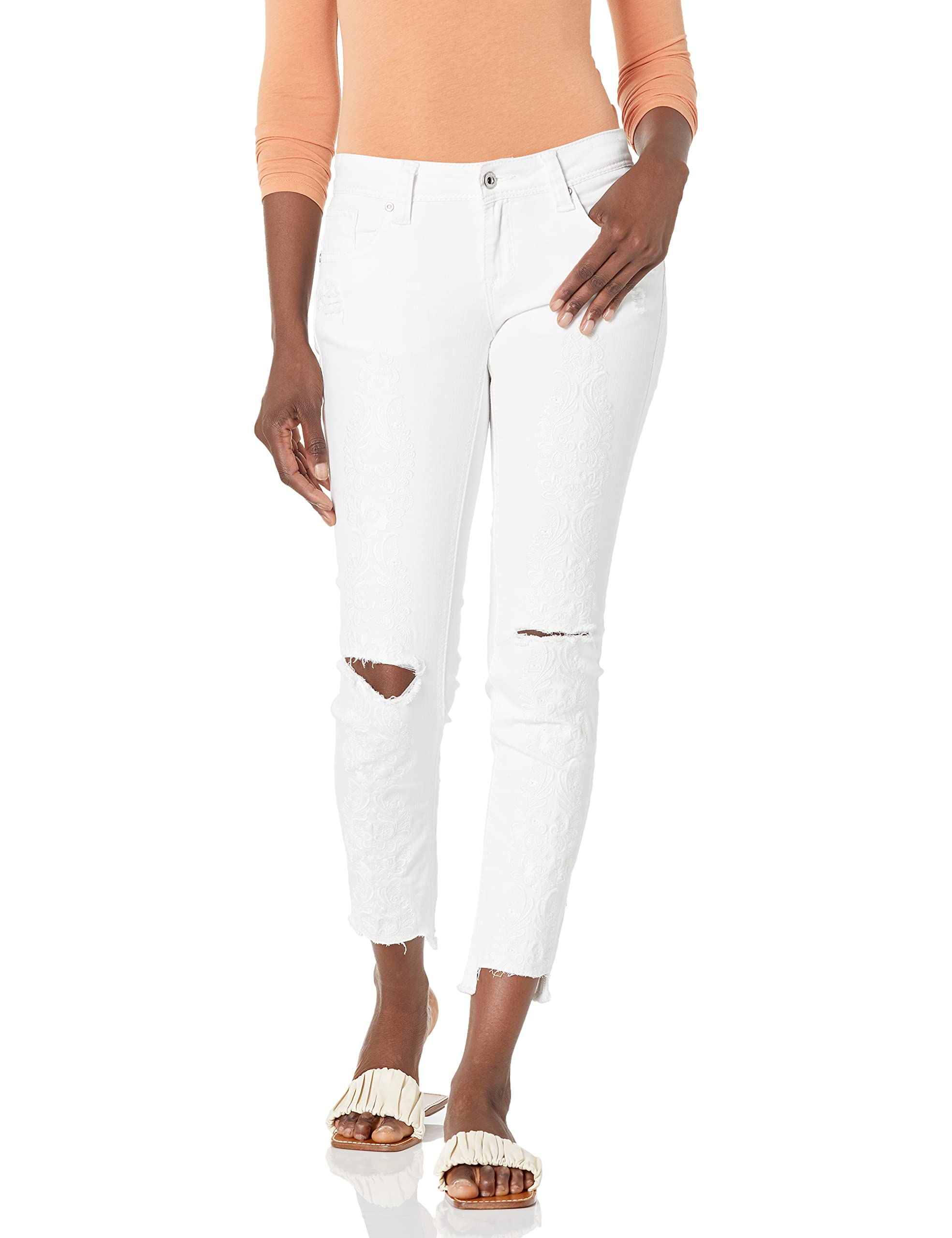 Grace in LA Women's Boho Embroidered Skinny Jeans - High Waisted Stretchy Denim Pants for Casual Outfits & Date Nights | Perfect for Music Festivals, Shopping & Weekend Brunch