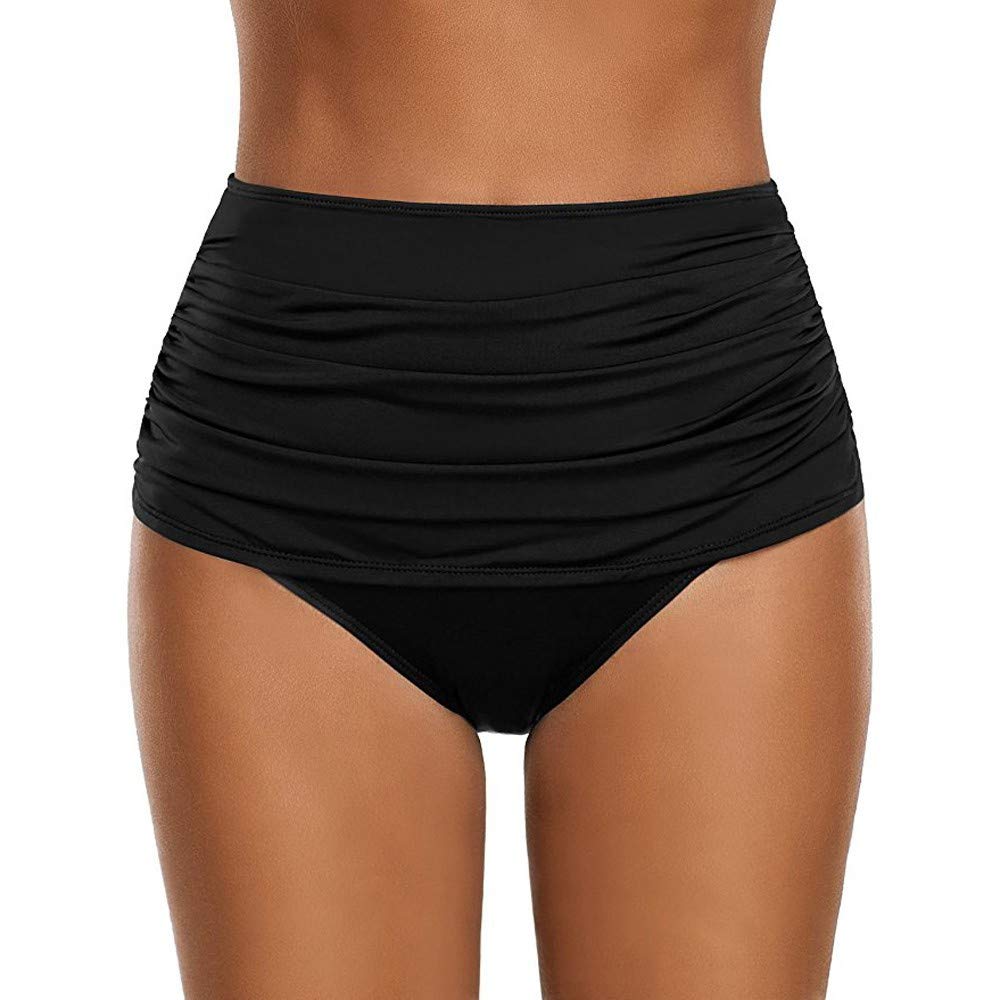 High Waisted Swim Bottoms for Women - Ruched Bikini & Tankini Swimsuit Briefs Plus Size - Perfect for Beach, Pool, and Vacation Wear