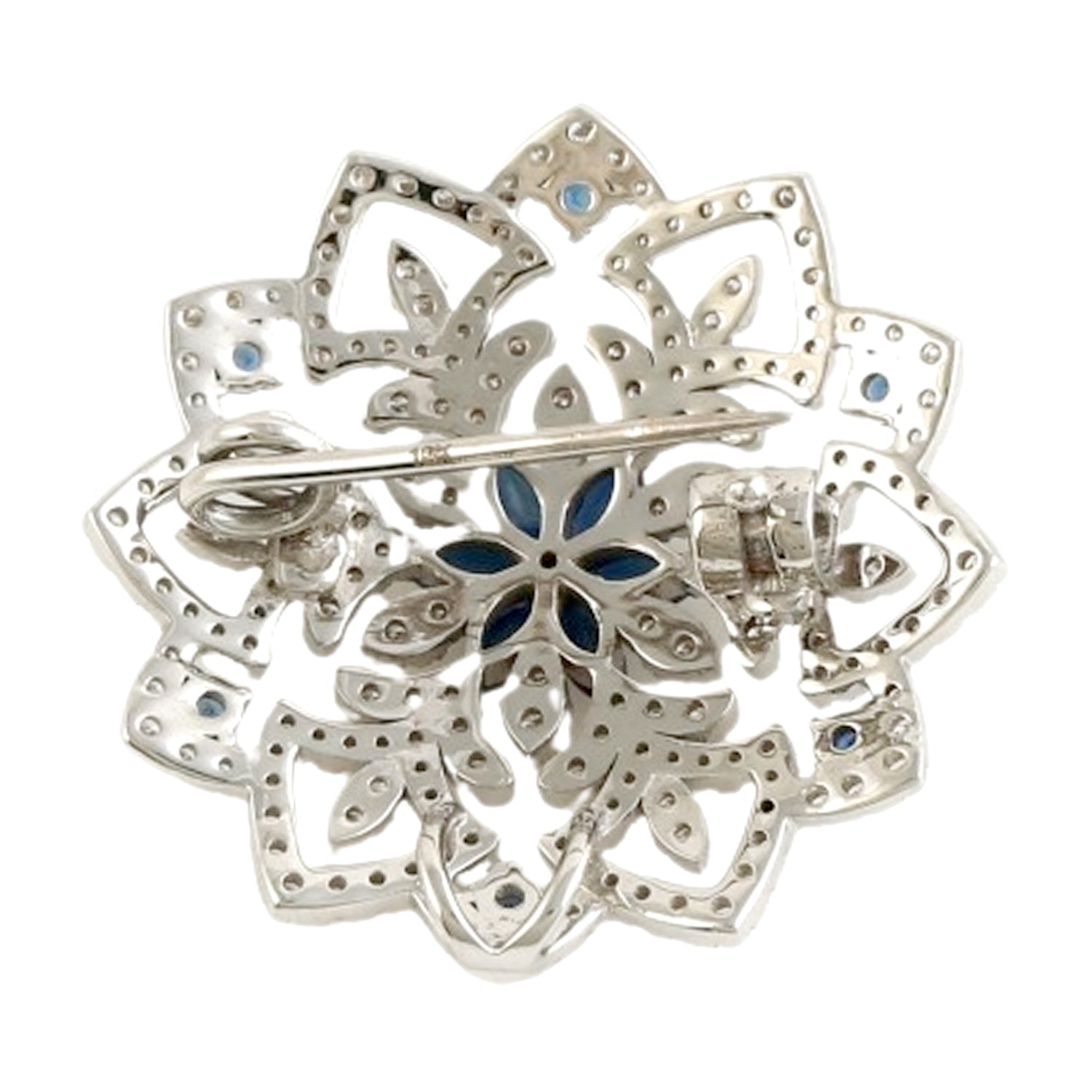 Exquisite Marquise Sapphire and Diamond Brooch in 18K White Gold - Perfect for Weddings, Anniversaries & Special Occasions