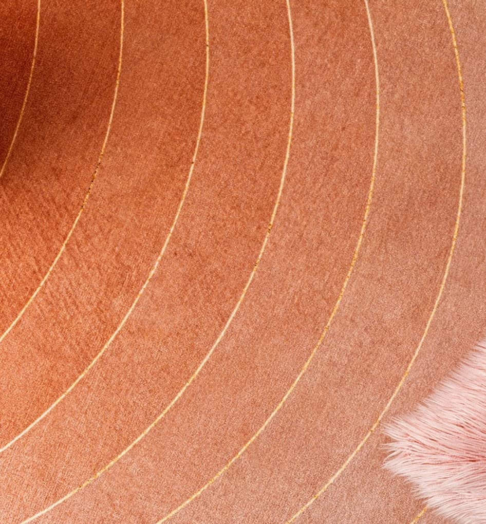 Orange Gold Round Area Rugs - Modern Abstract Striped Faux Wool Shag Plush Circle Carpet for Living Room, Bedroom, Kitchen & Playroom | Soft Large 7ft Rug for Beside Bed, Sofa & Chair | Perfect for Cozy Home Decor & Kids Play Area