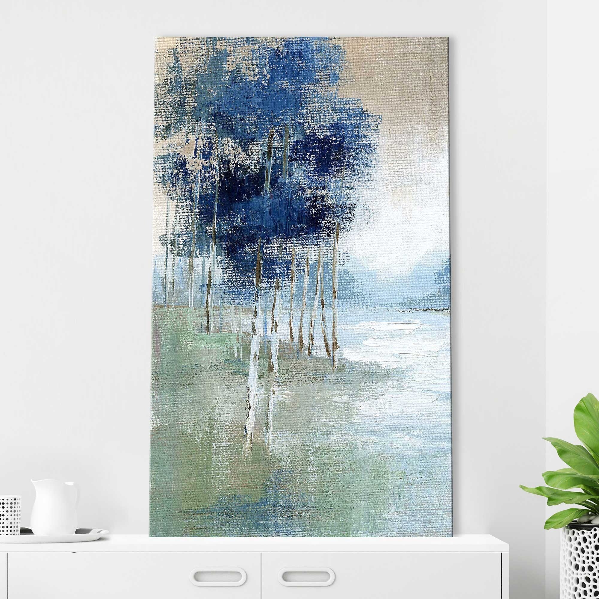 Birch River II Vertical Canvas Art Print by Nan - Nature Landscape Wall Decor for Living Room, Bedroom & Office